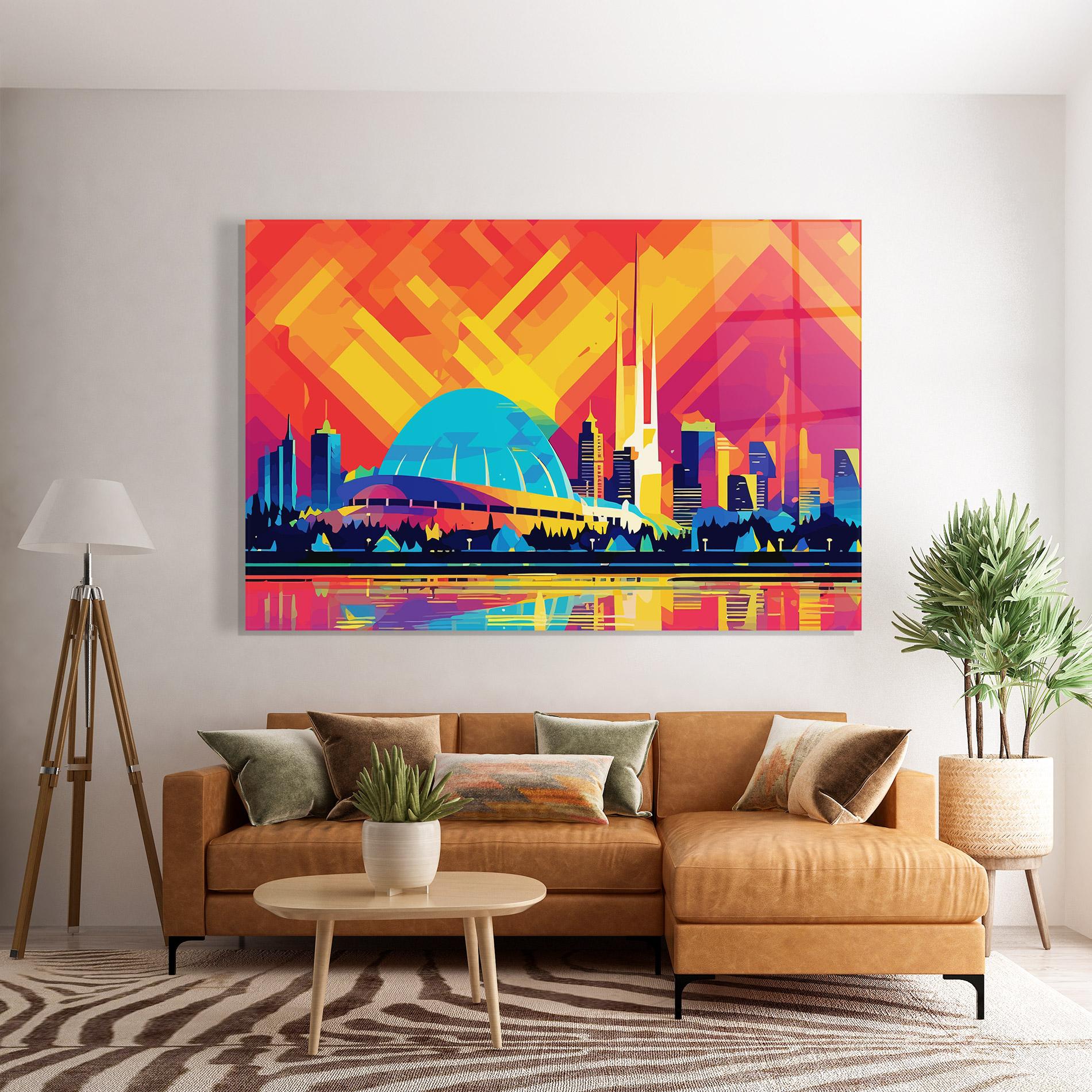 Стъклена картина Blue Olympic Stadium mockup 7