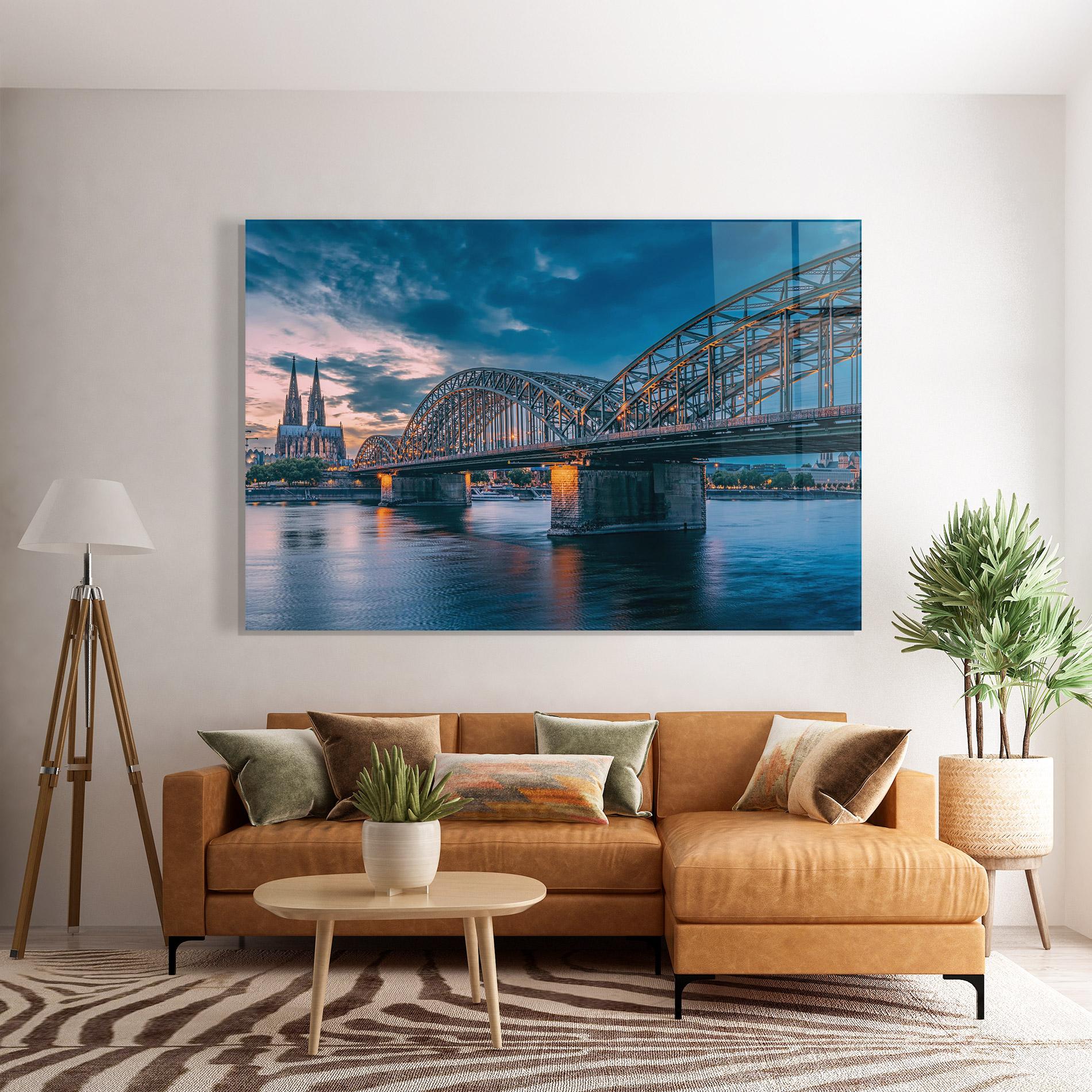 Стъклена картина River Whith Trains mockup 7