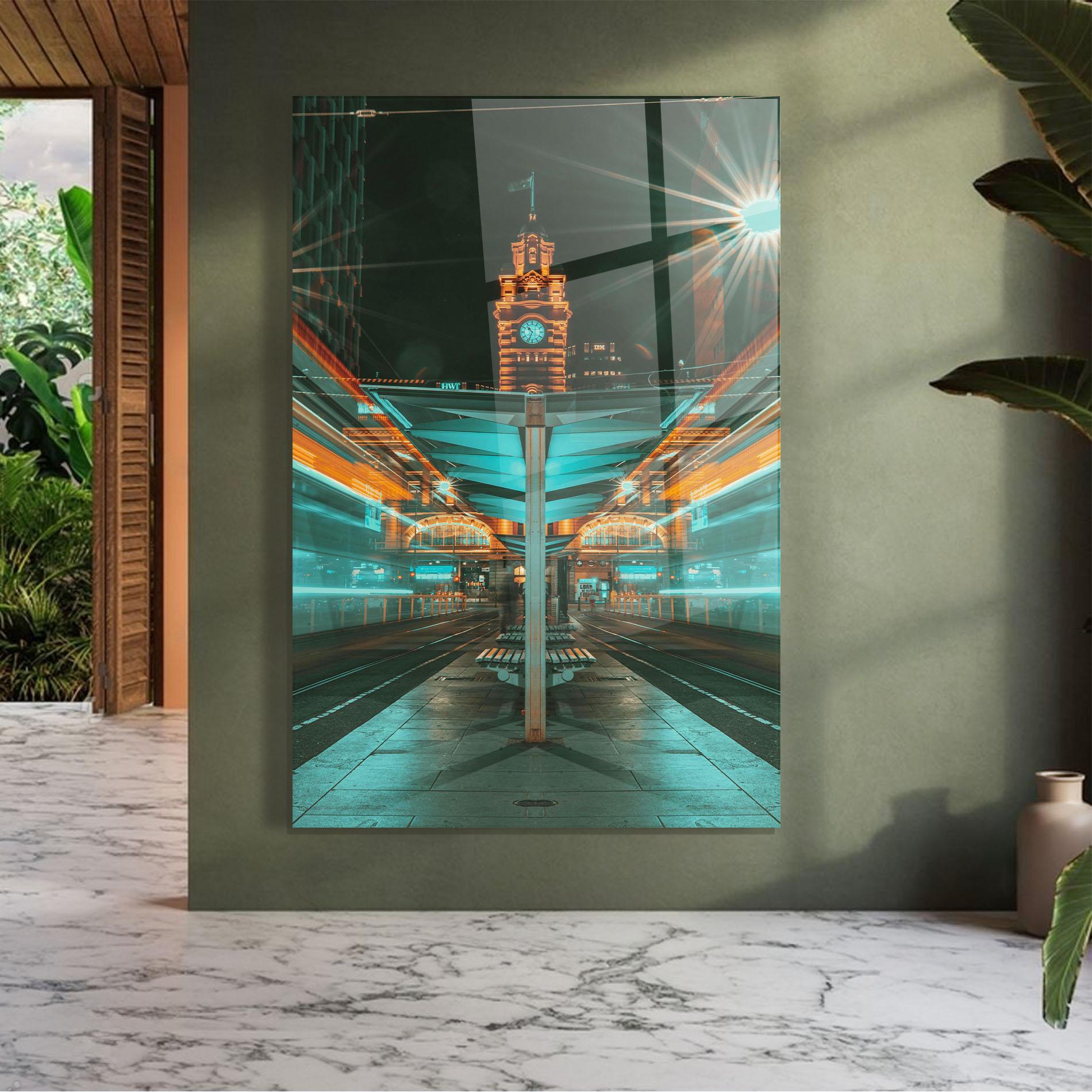 Стъклена картина Clock Tower Light mockup 7