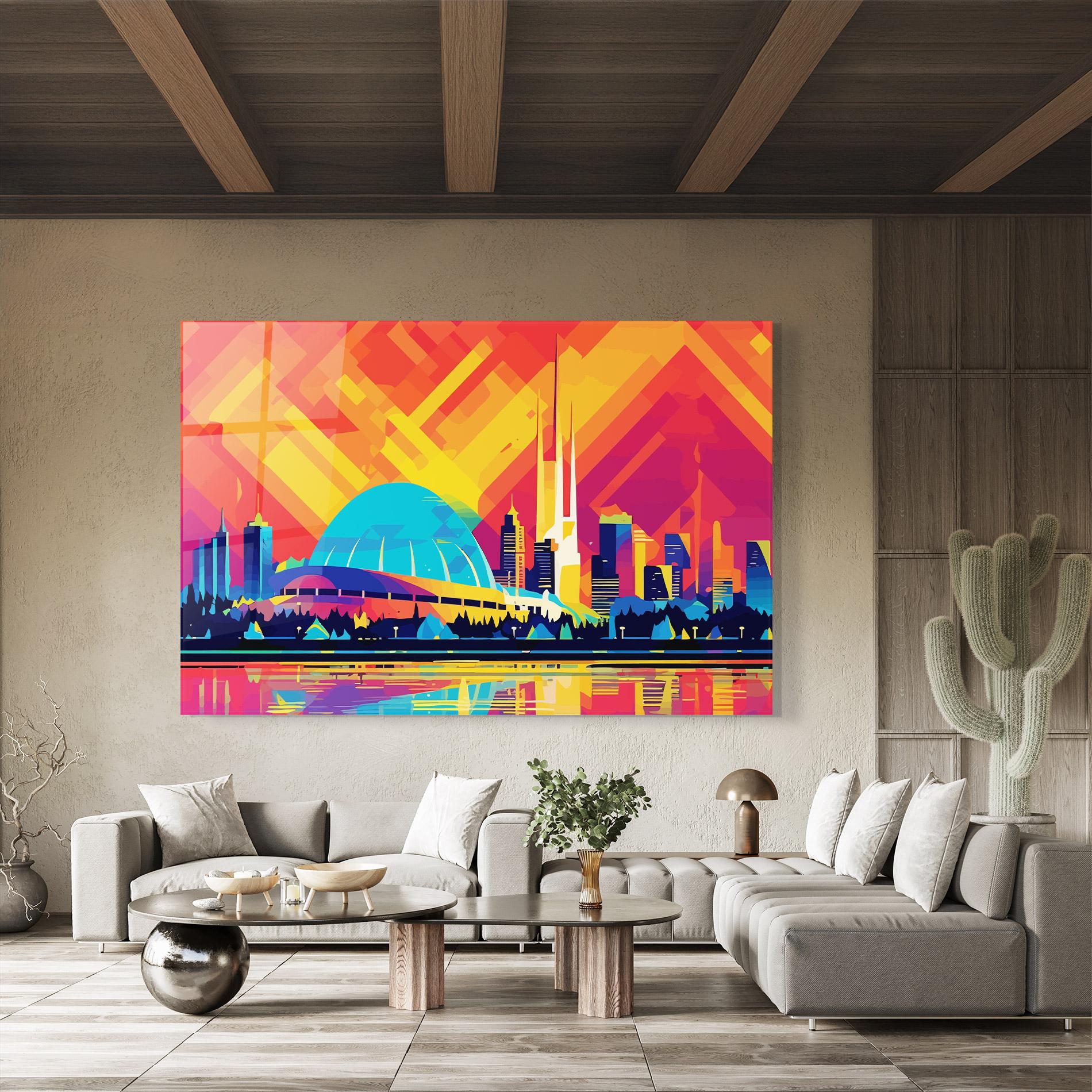 Стъклена картина Blue Olympic Stadium mockup 8