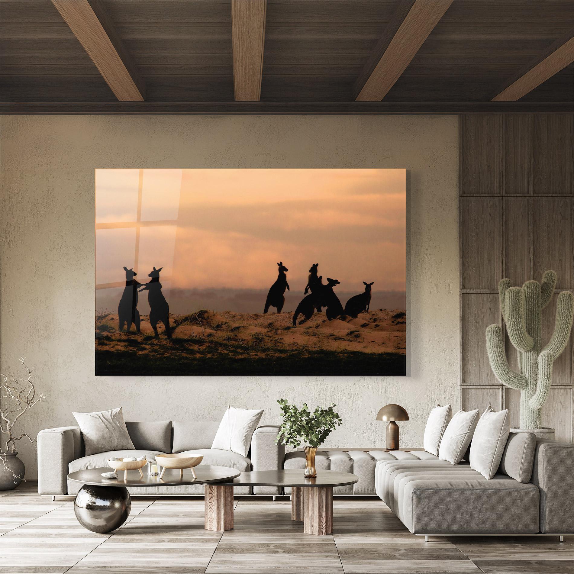 Стъклена картина Kangaroos Playing mockup 8