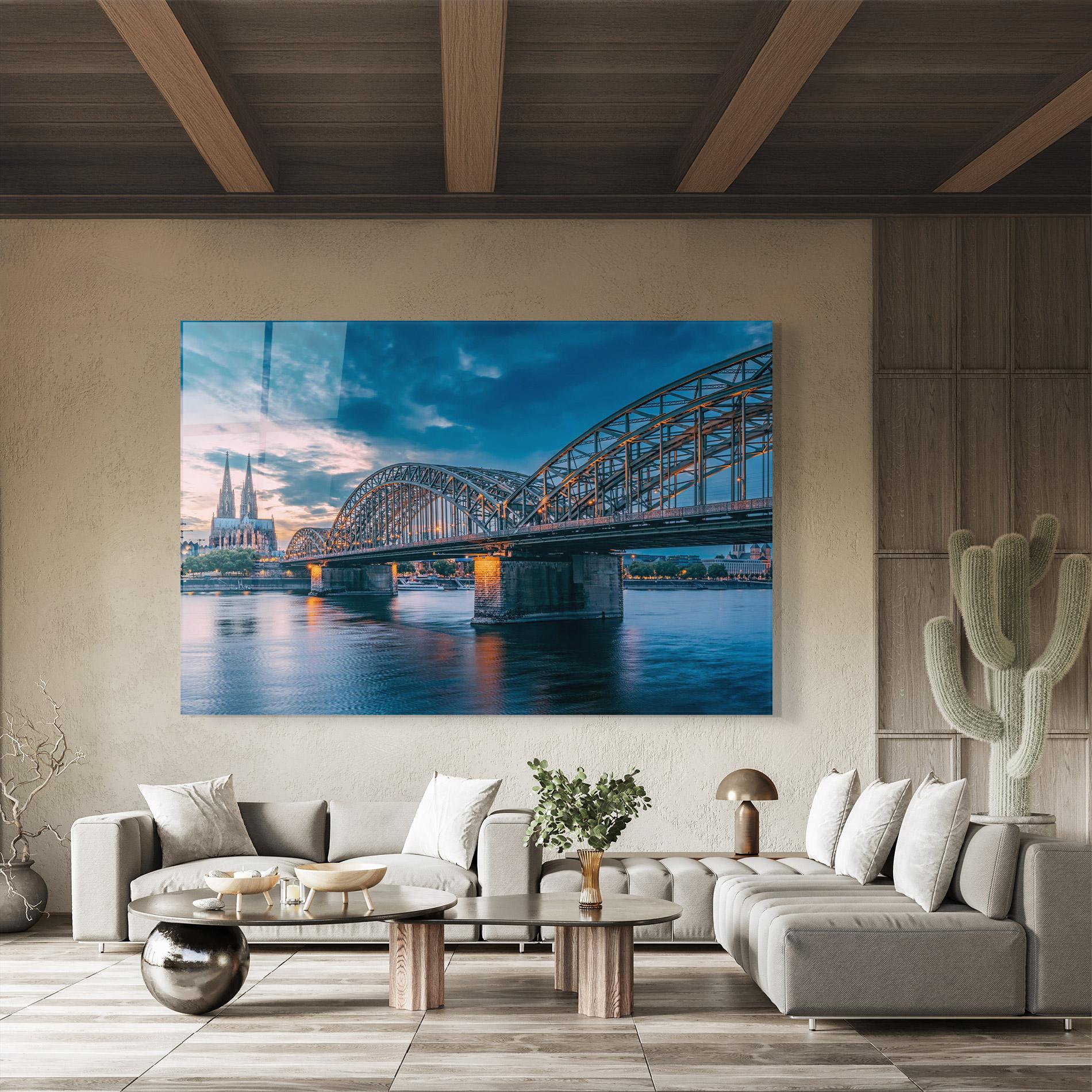 Стъклена картина River Whith Trains mockup 8