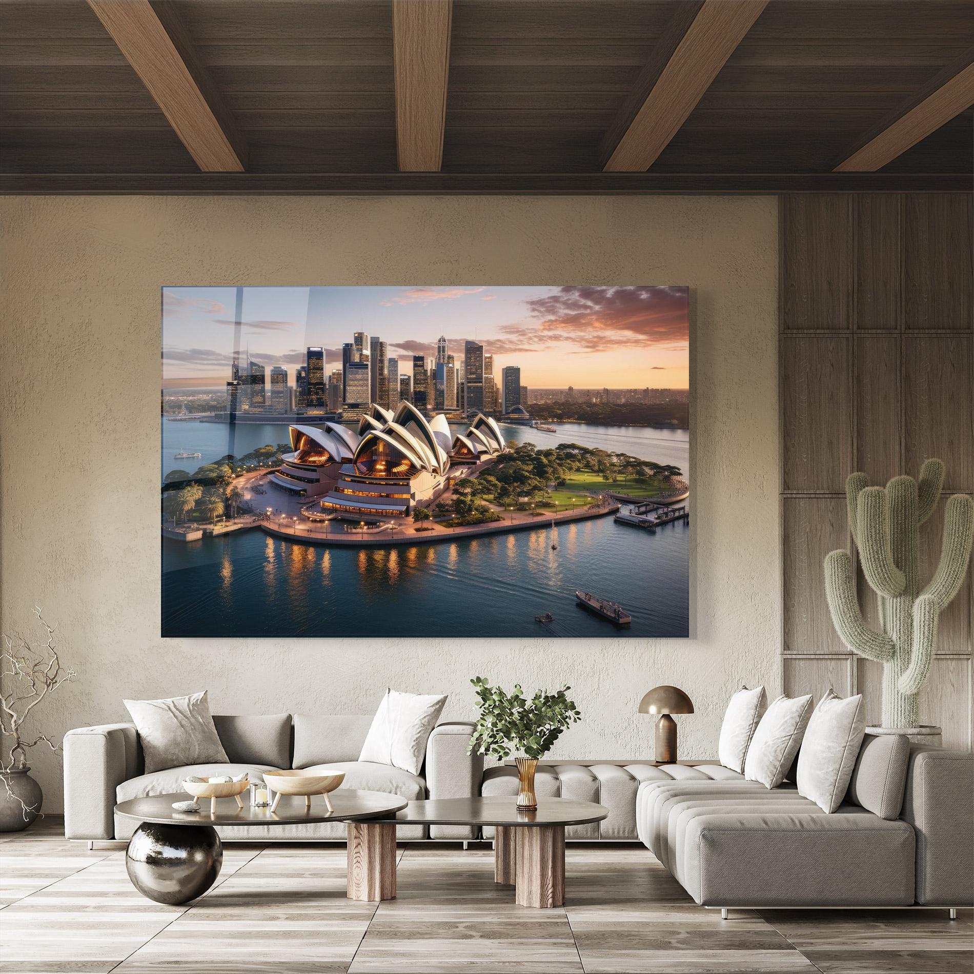 Стъклена картина Sydney Australia Sunset mockup 8