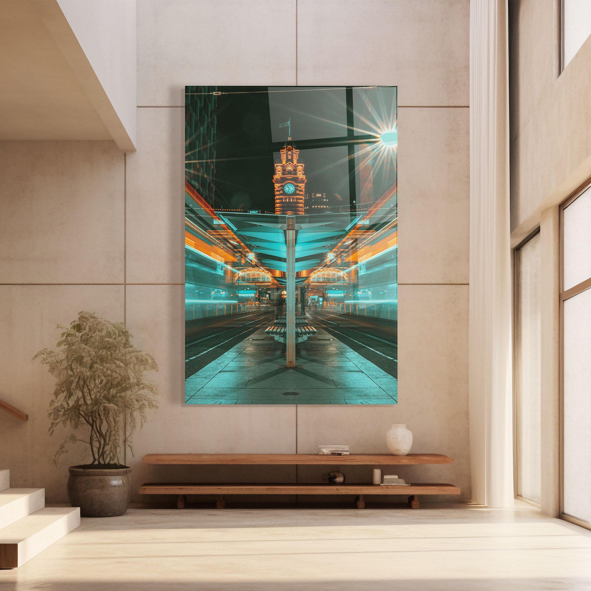 Стъклена картина Clock Tower Light mockup 8