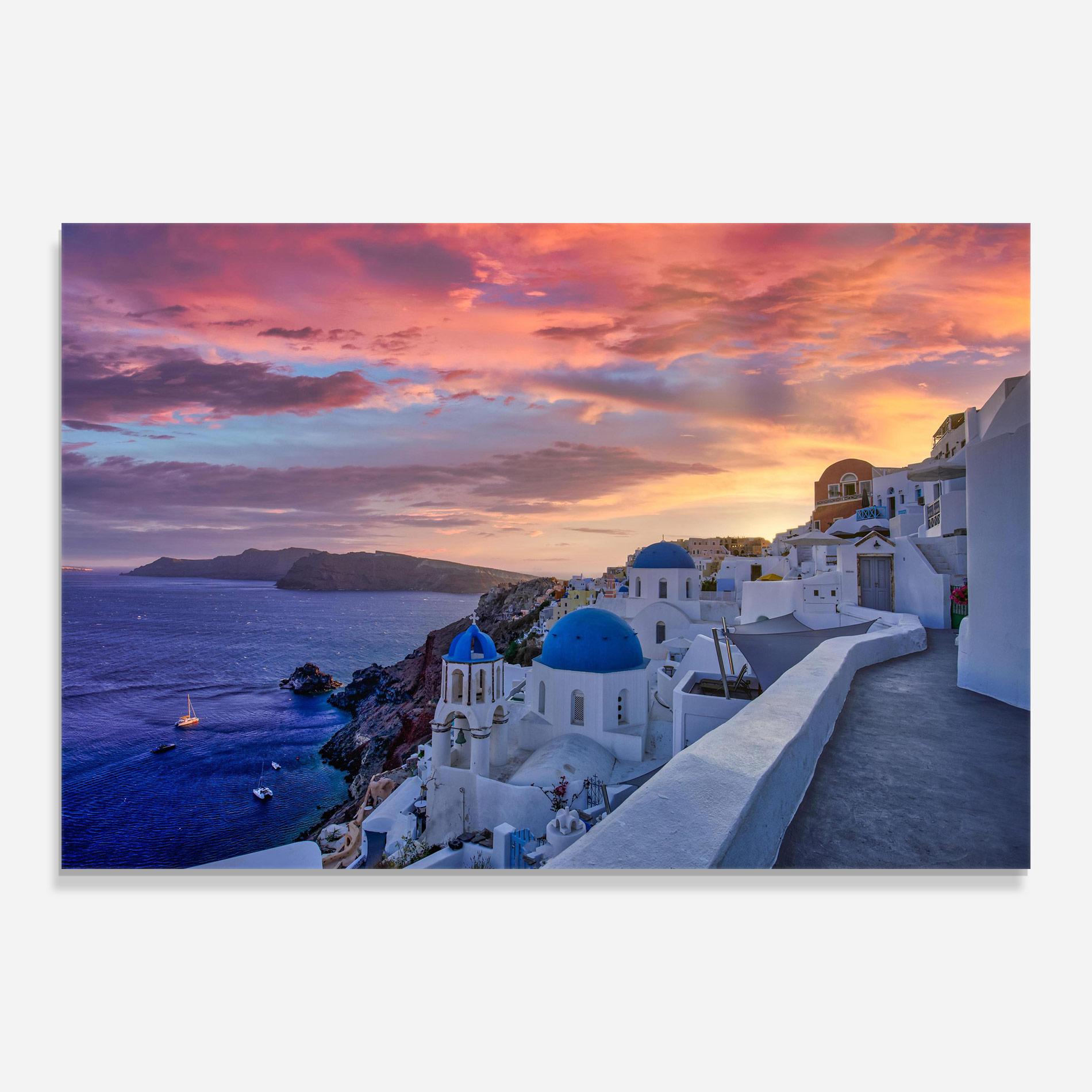 Стъклена картина Santorini View mockup 0
