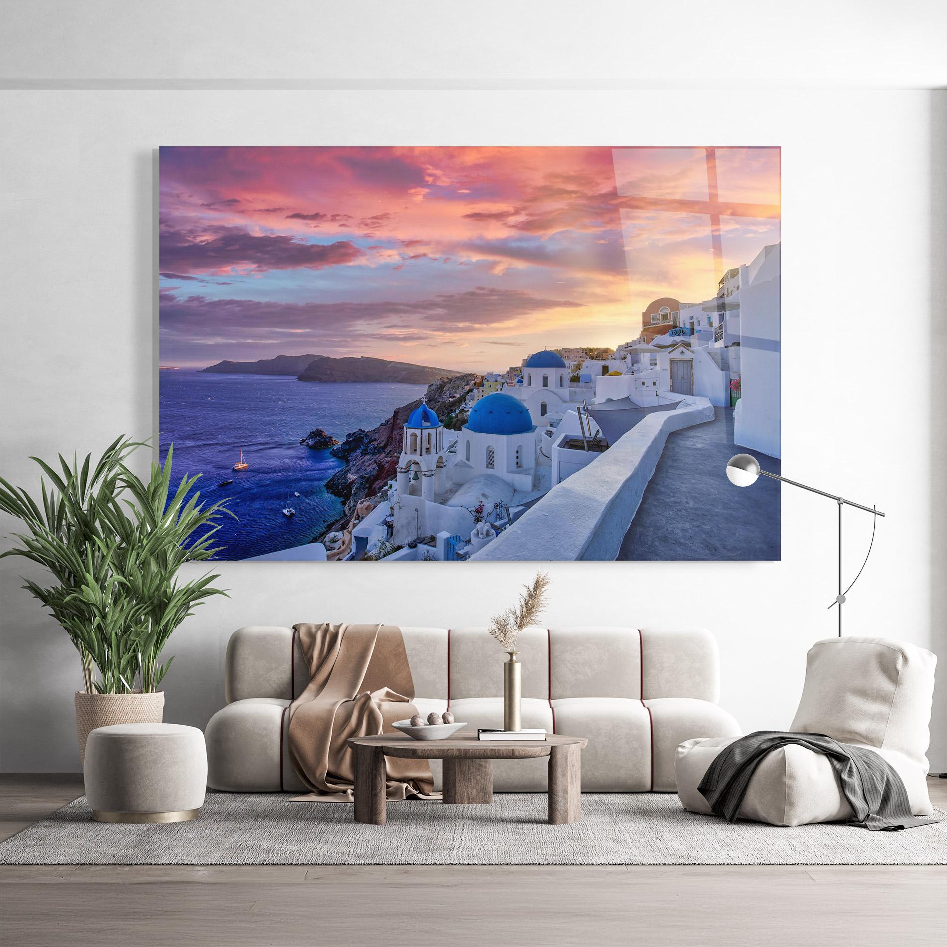 Стъклена картина Santorini View mockup 9