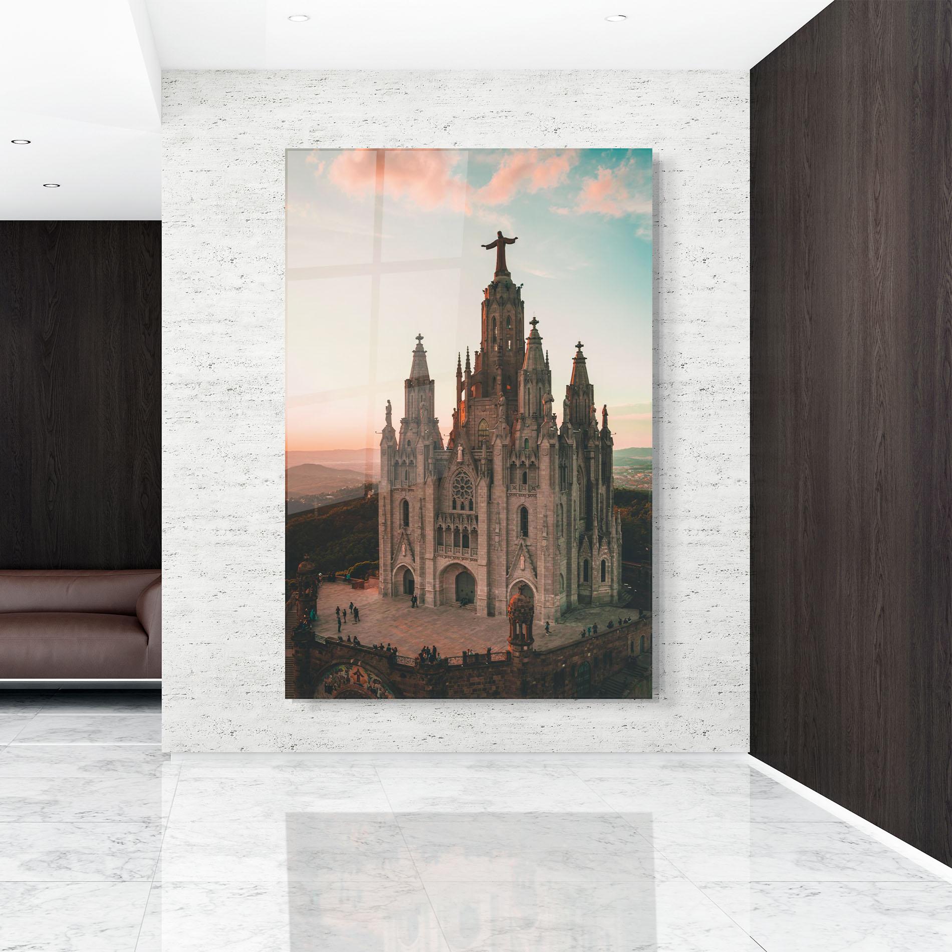 Стъклена картина Tibidabo Barcelona mockup 9