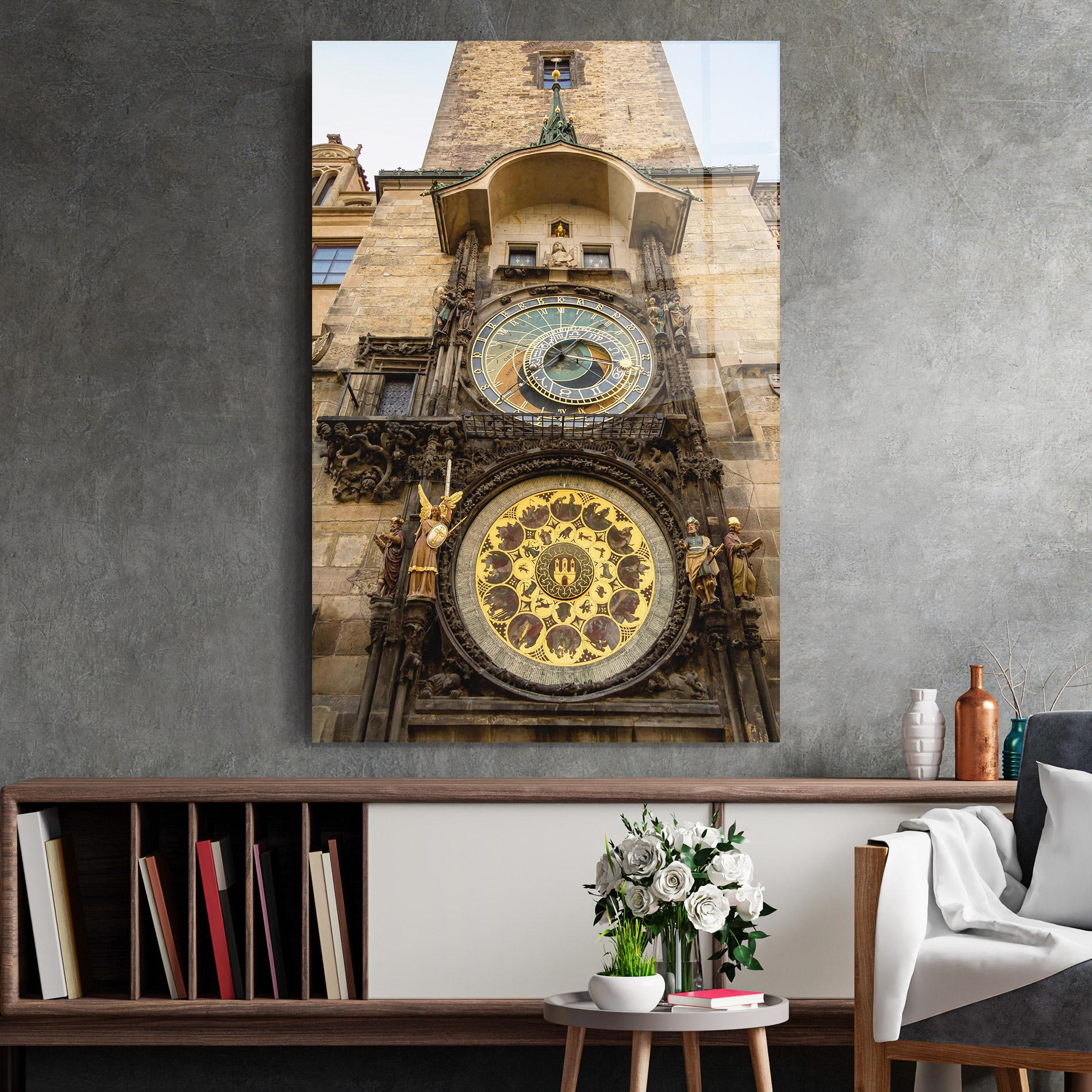 Стъклена картина Prague Clock mockup 2