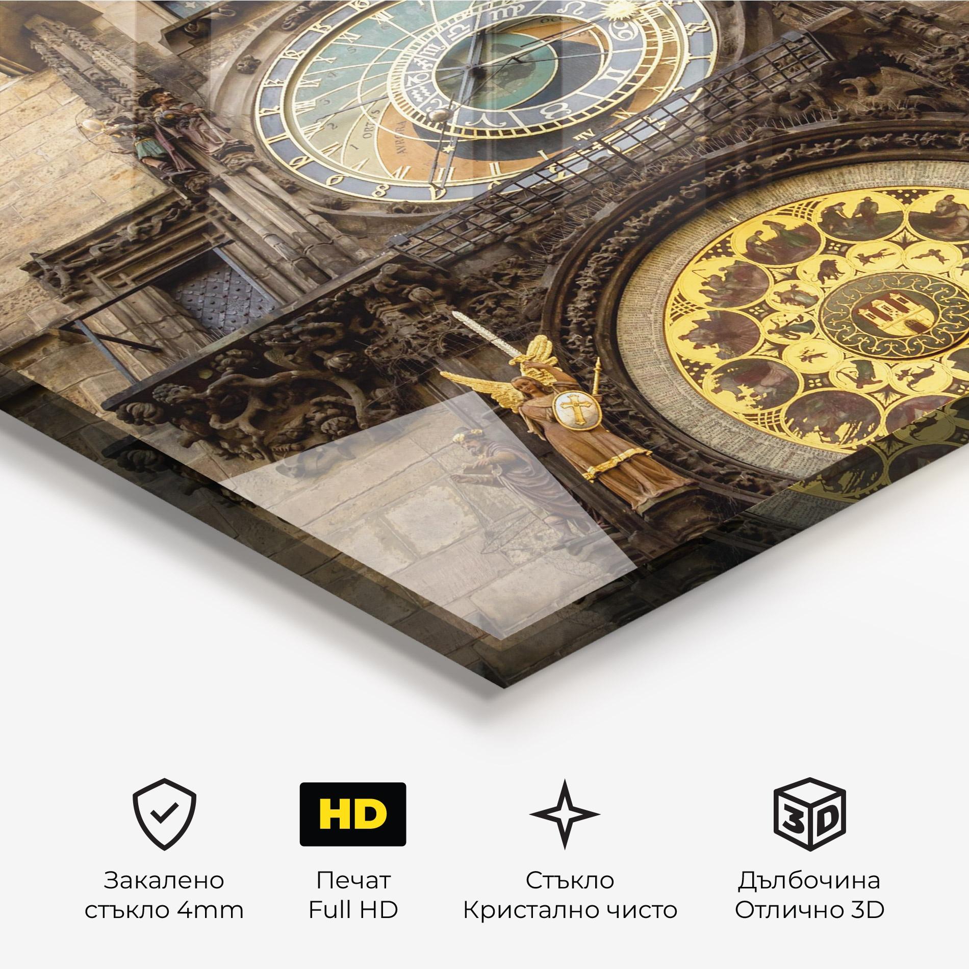 Стъклена картина Prague Clock mockup 3