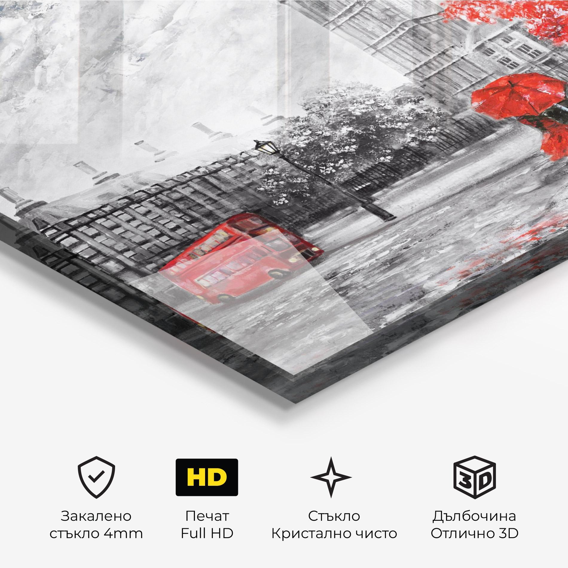 Стъклена картина Rainy London mockup 3
