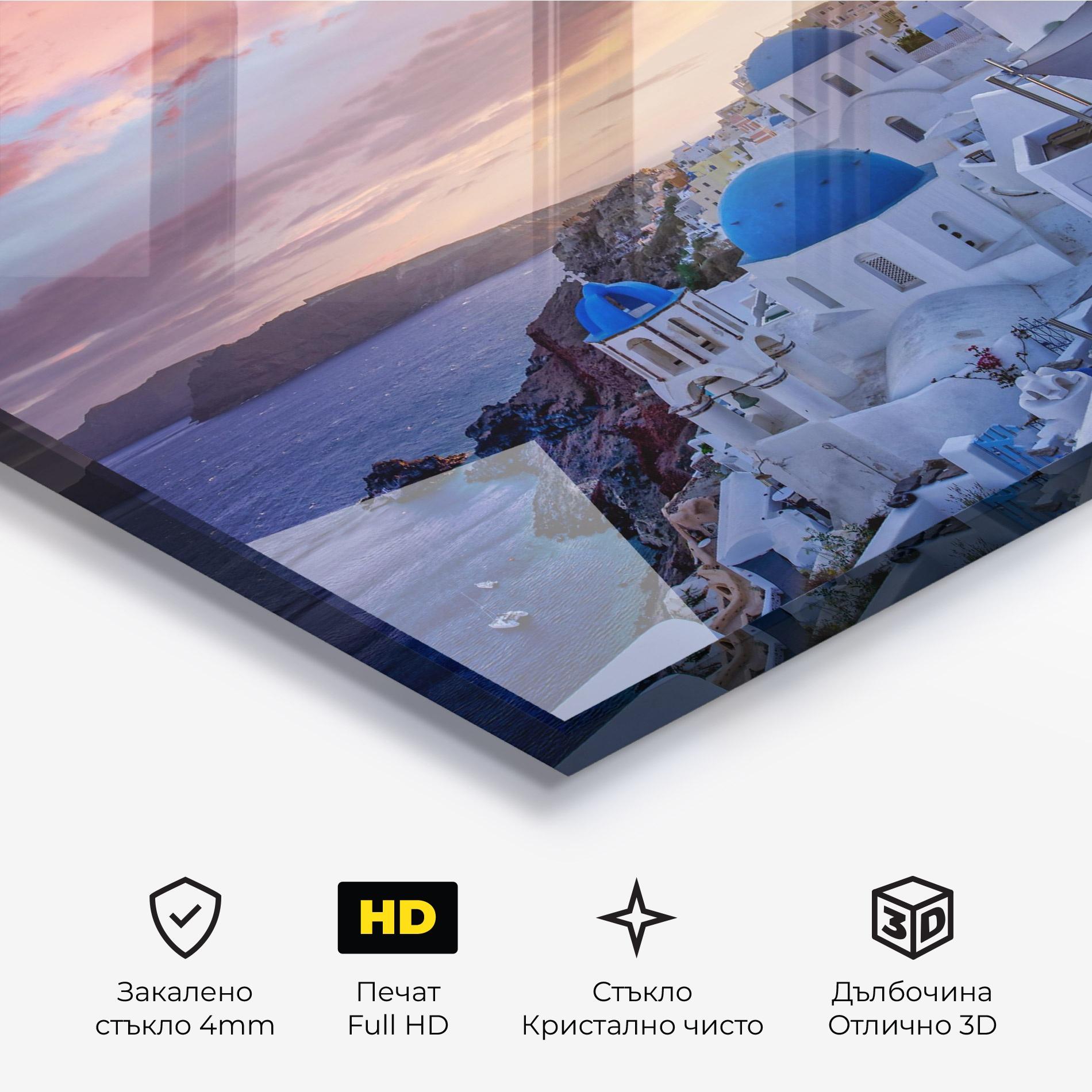 Стъклена картина Santorini View mockup 3