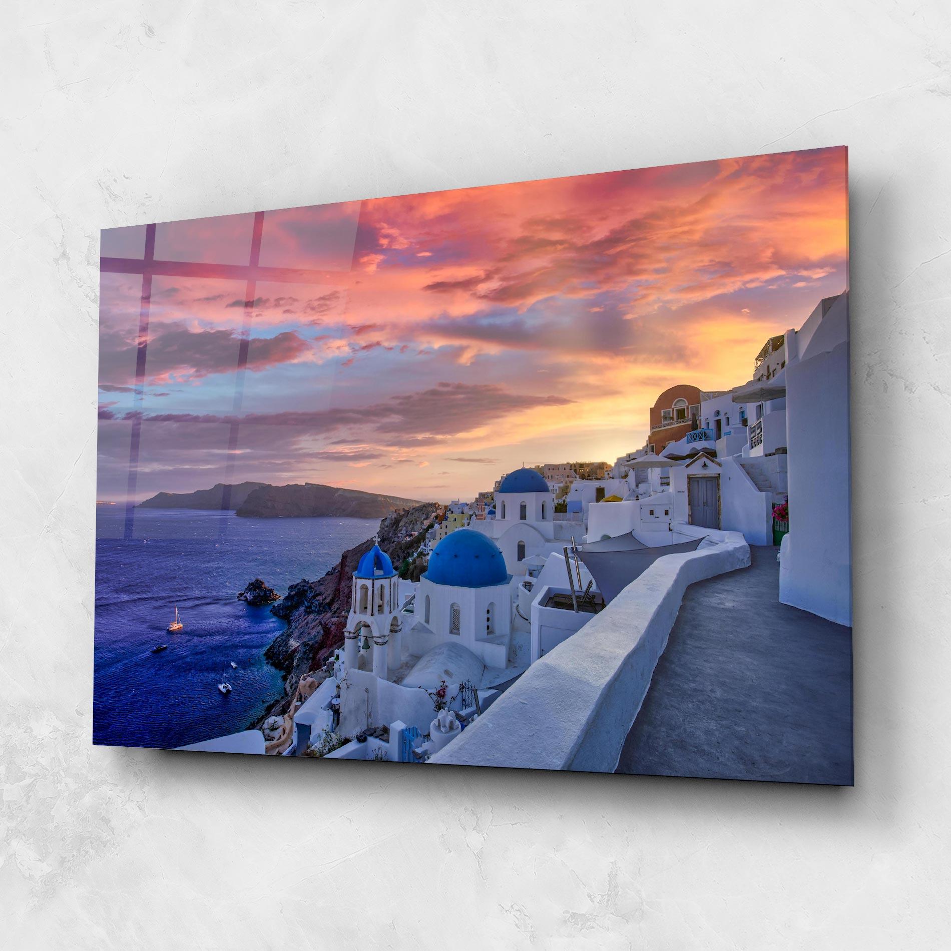 Стъклена картина Santorini View mockup 1