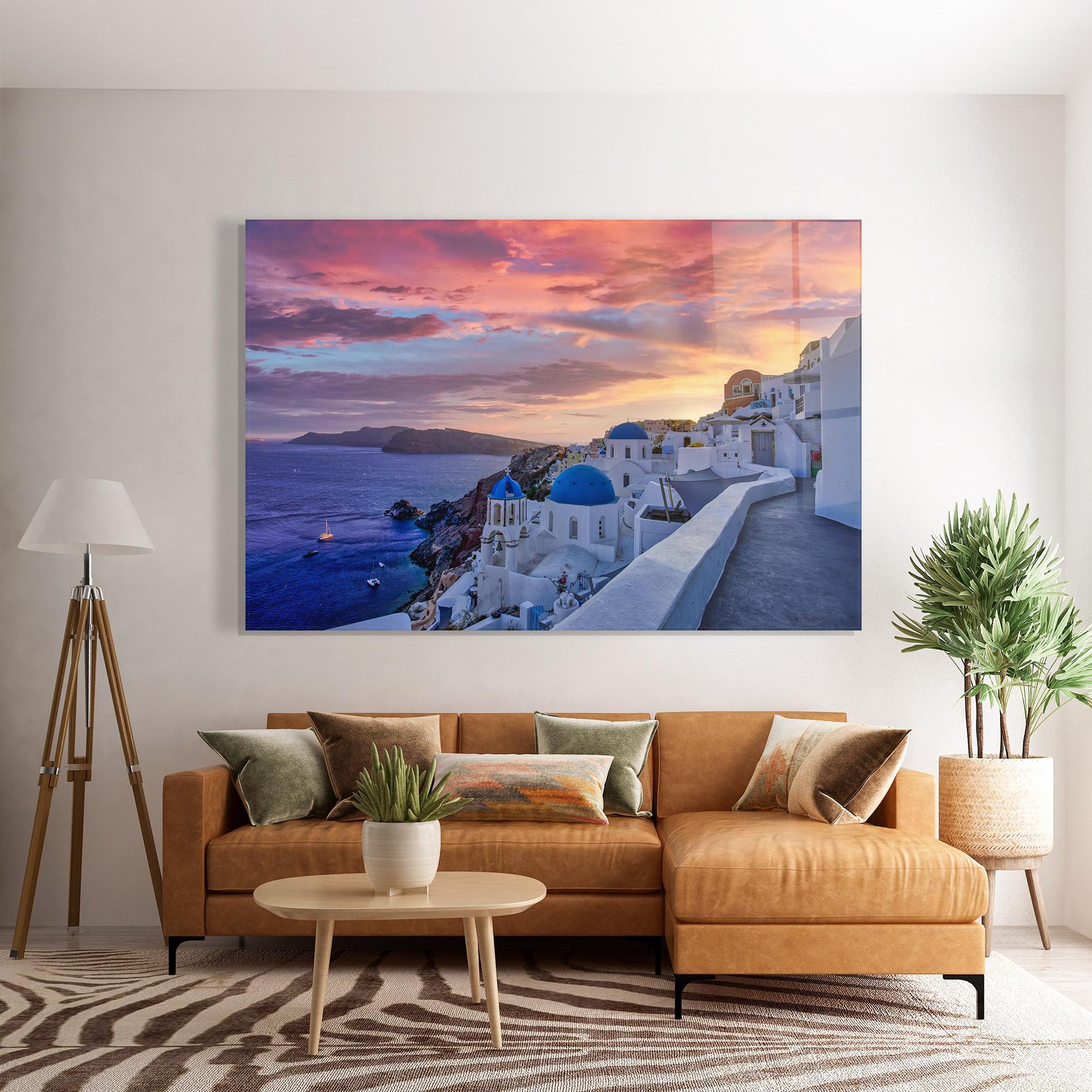 Стъклена картина Santorini View mockup 7