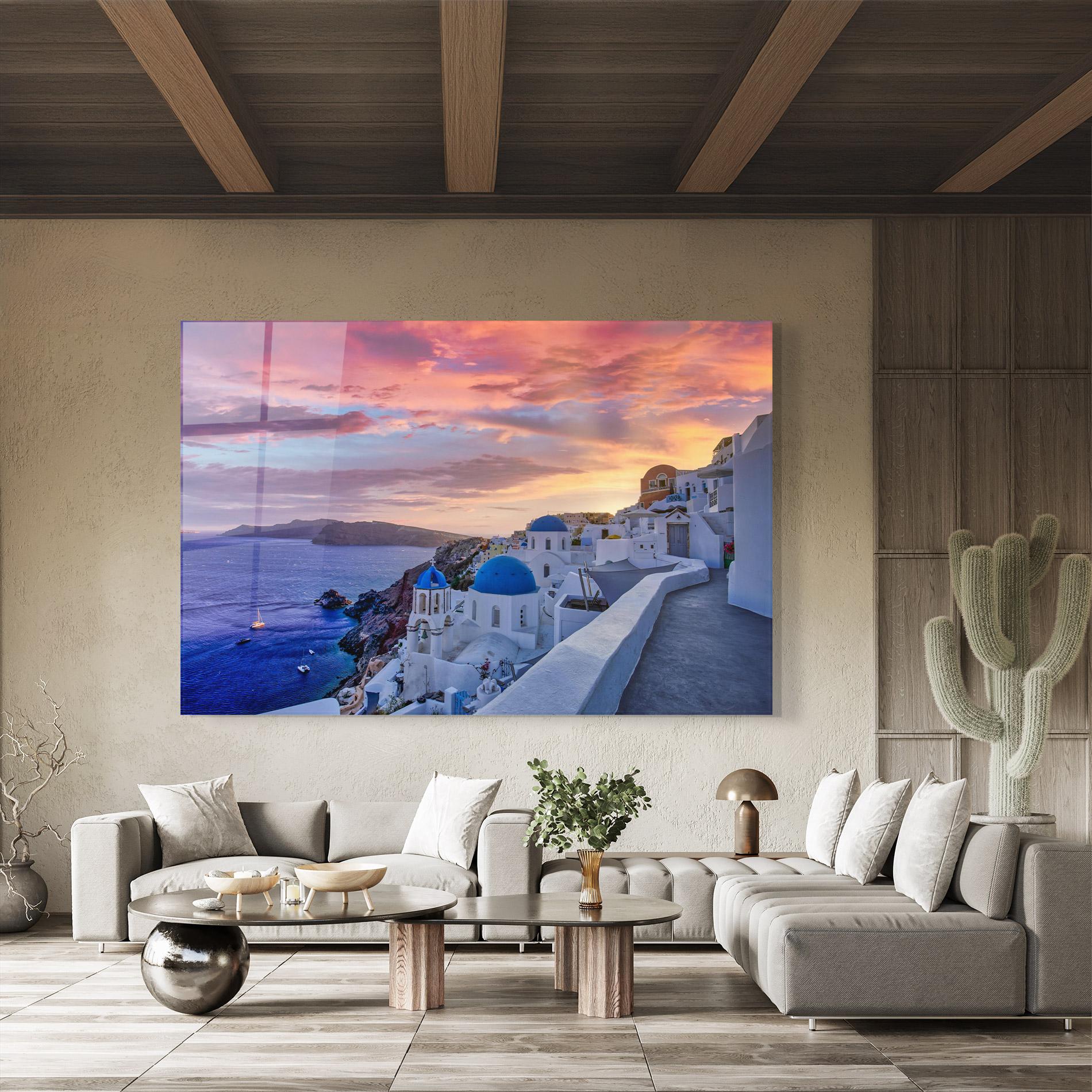 Стъклена картина Santorini View mockup 8