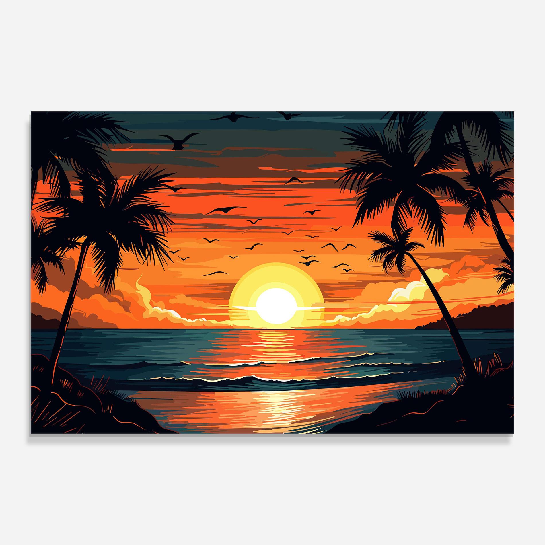 Стъклена картина Amazing Sunset View mockup 0