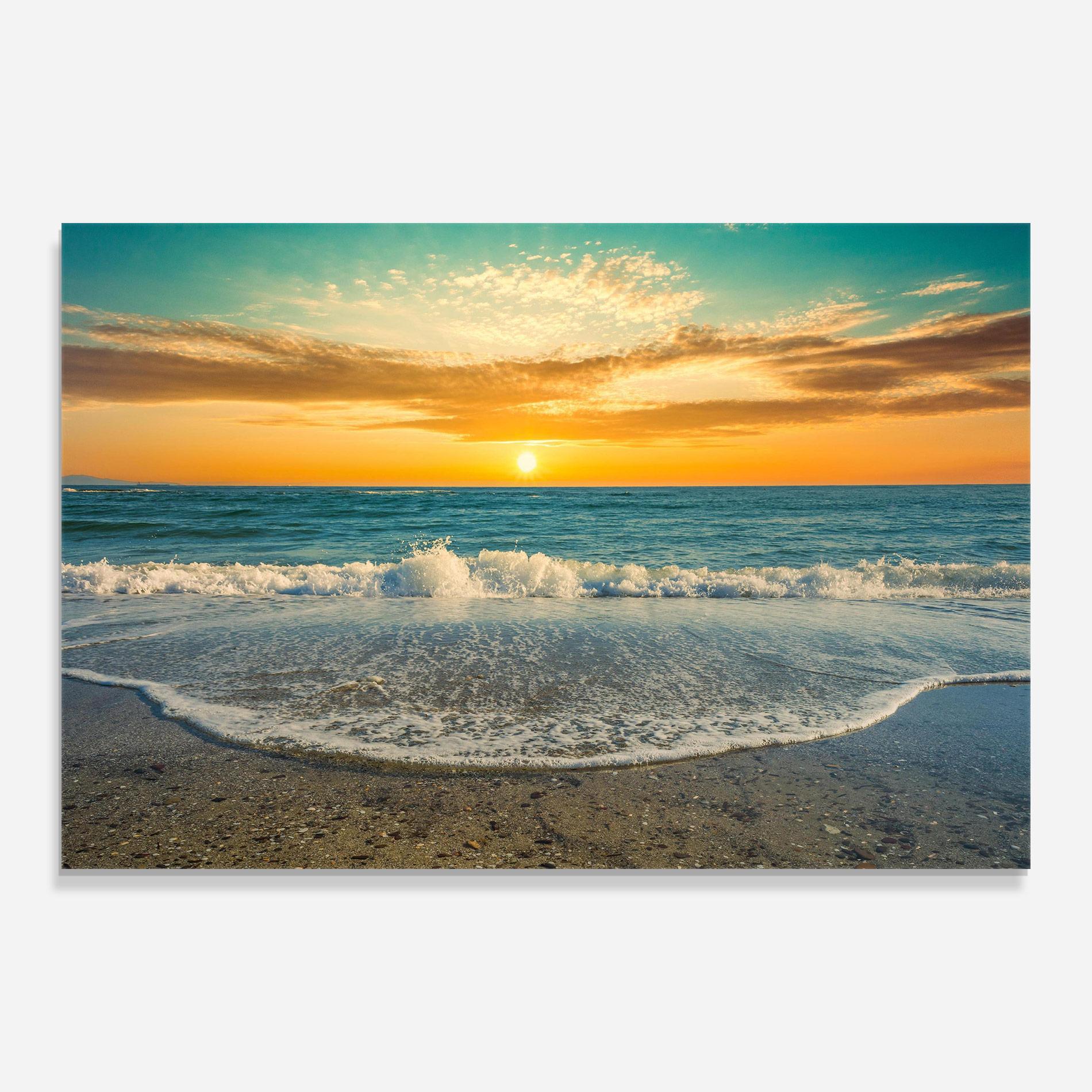 Стъклена картина Beach Dramatic Sunset mockup 0
