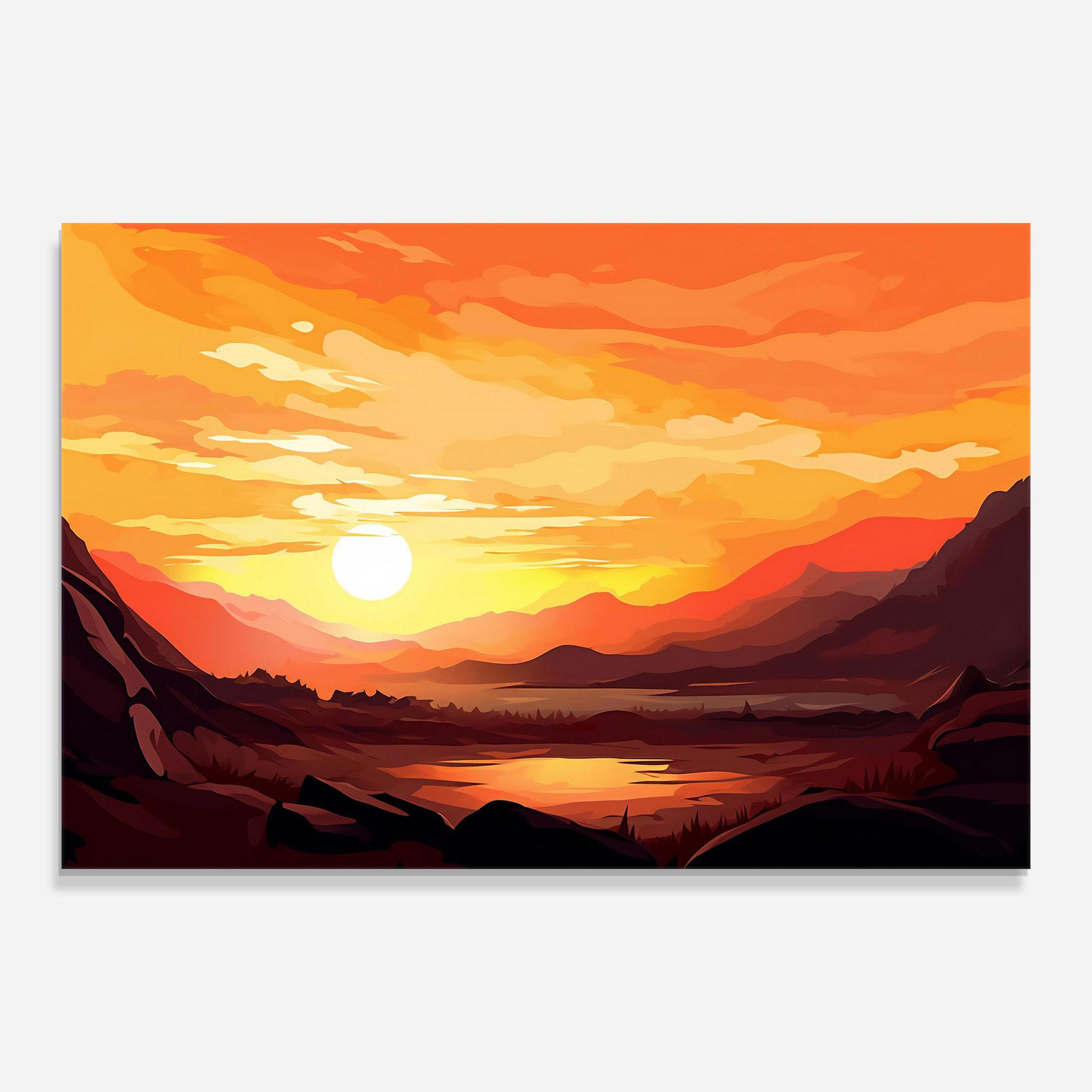 Стъклена картина Beautiful Sunset Illustration mockup 0
