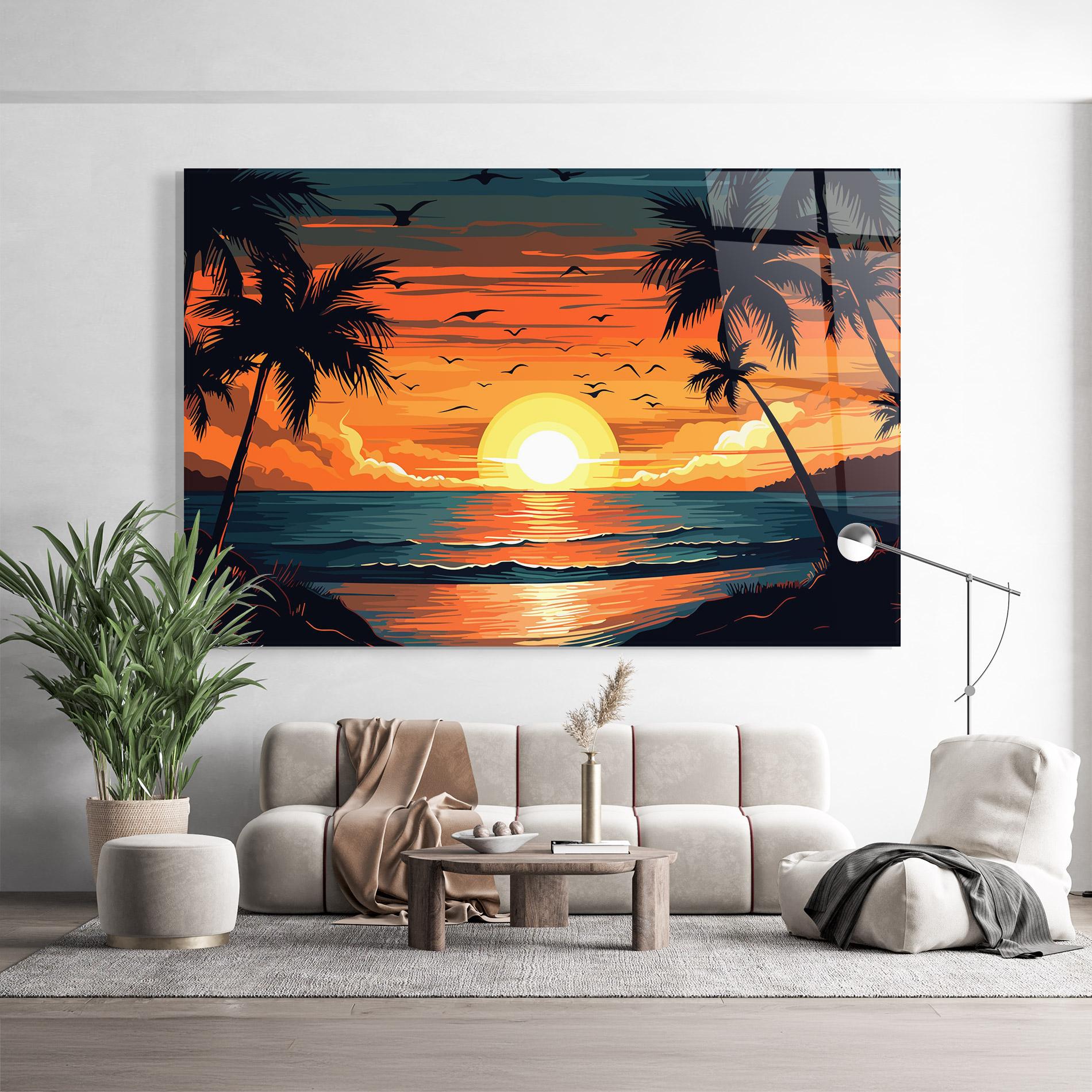 Стъклена картина Amazing Sunset View mockup 9