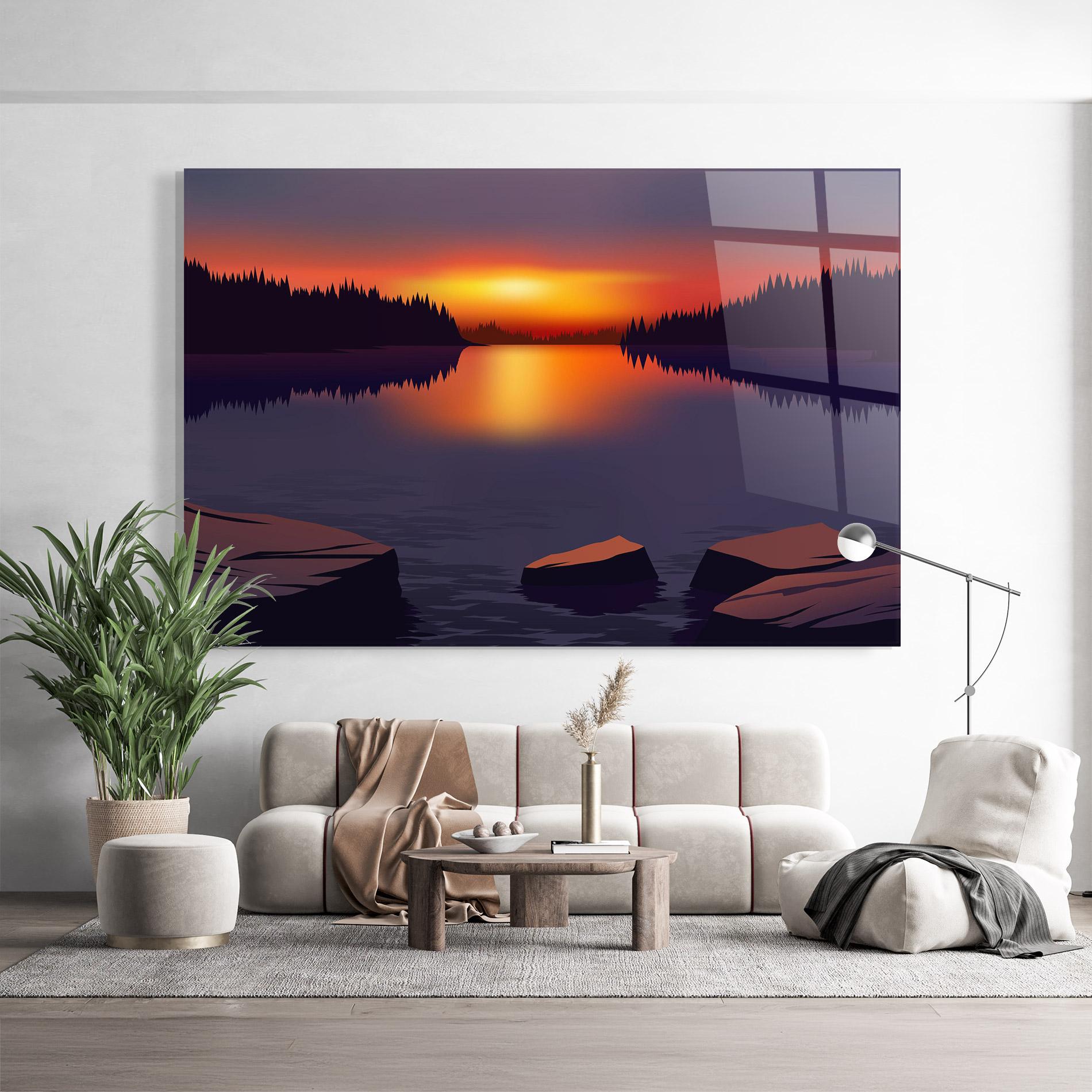 Стъклена картина Calm Sunset mockup 9