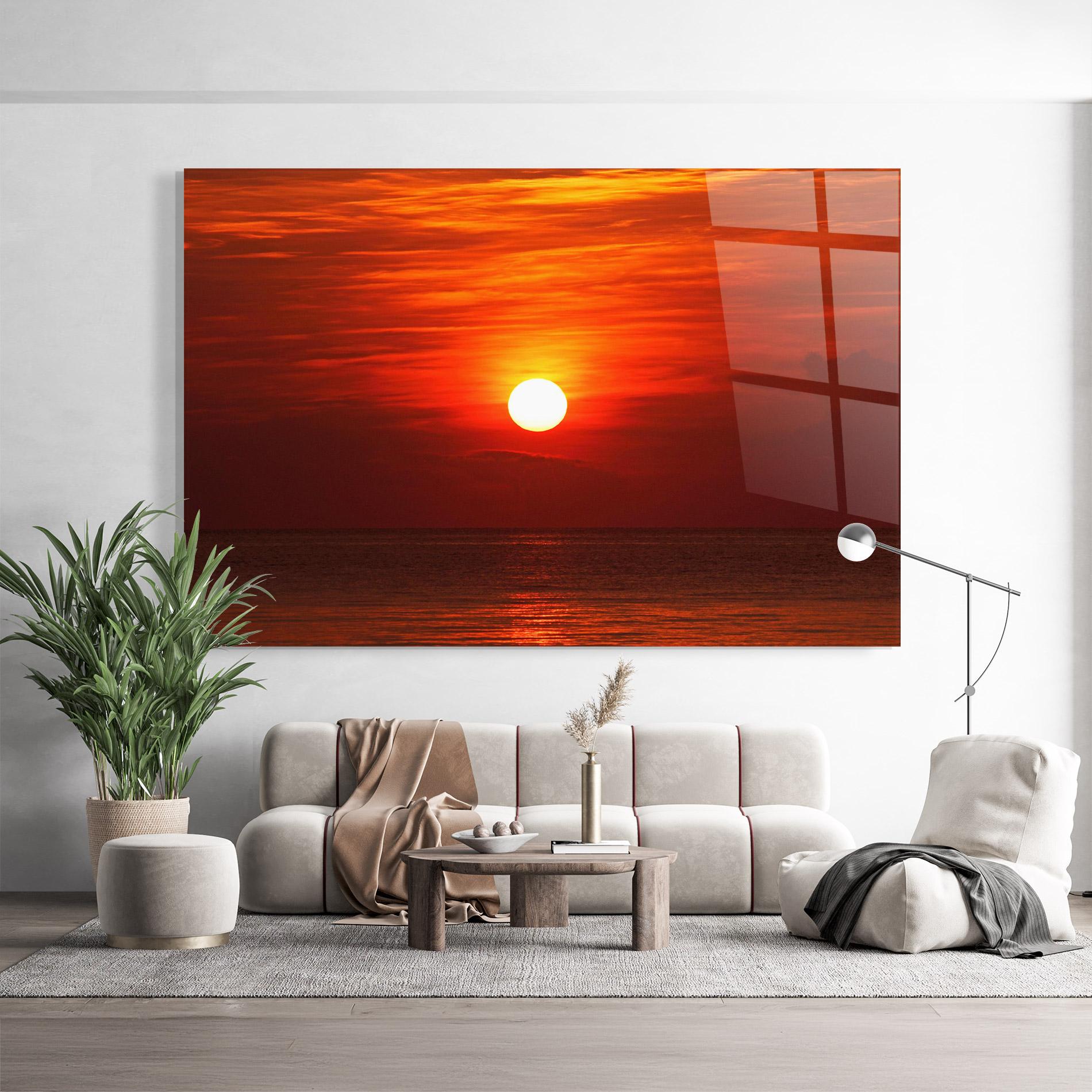 Стъклена картина Red Sky Sunset mockup 9