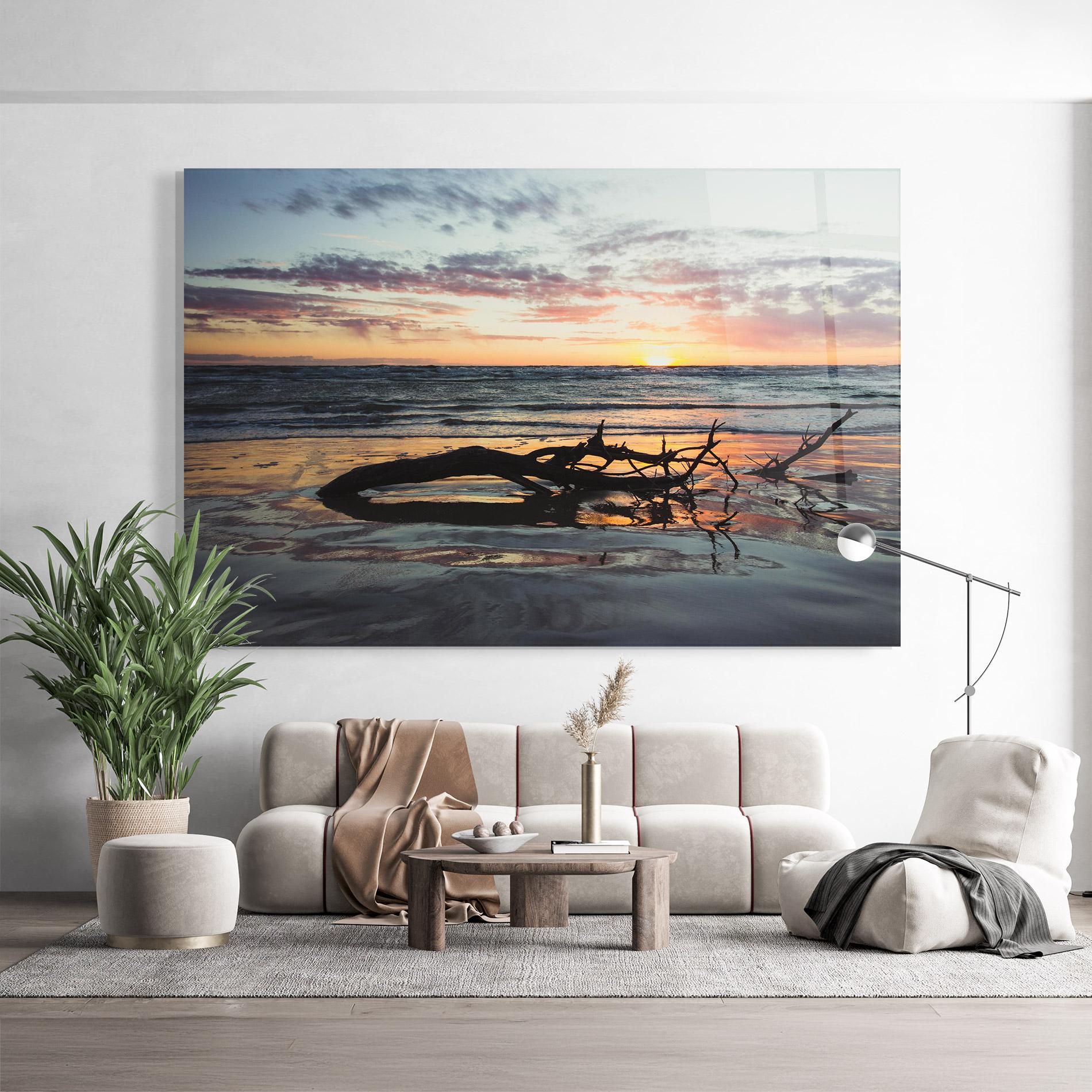 Стъклена картина Sunset Water Branches mockup 9