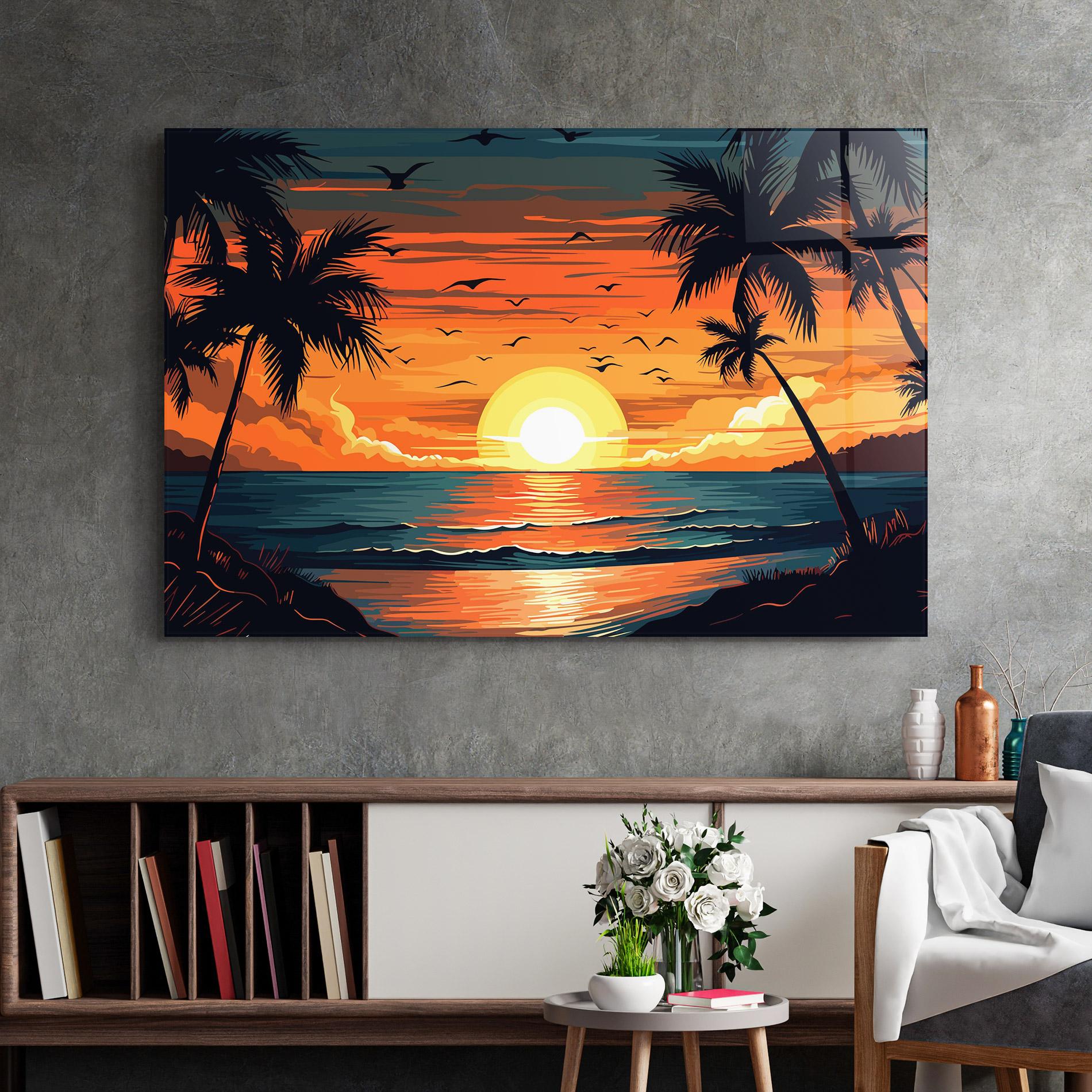 Стъклена картина Amazing Sunset View mockup 2