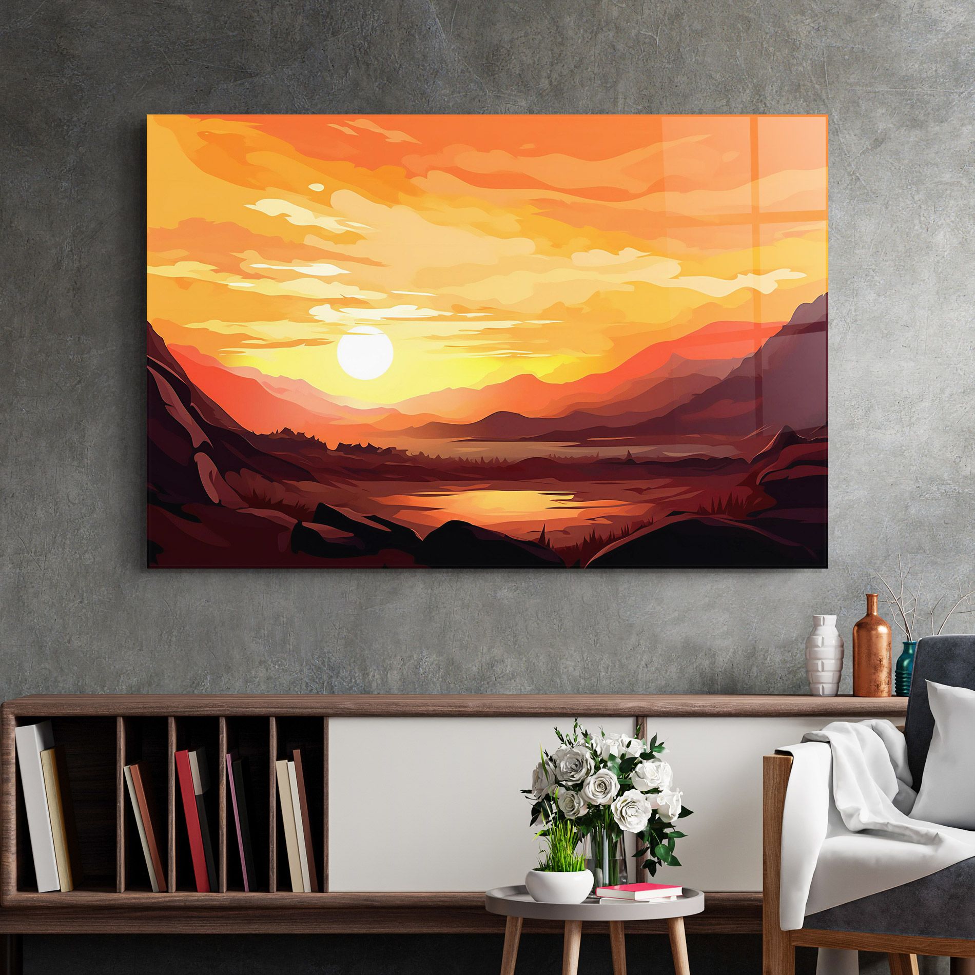 Beautiful Sunset Illustration mockup 2