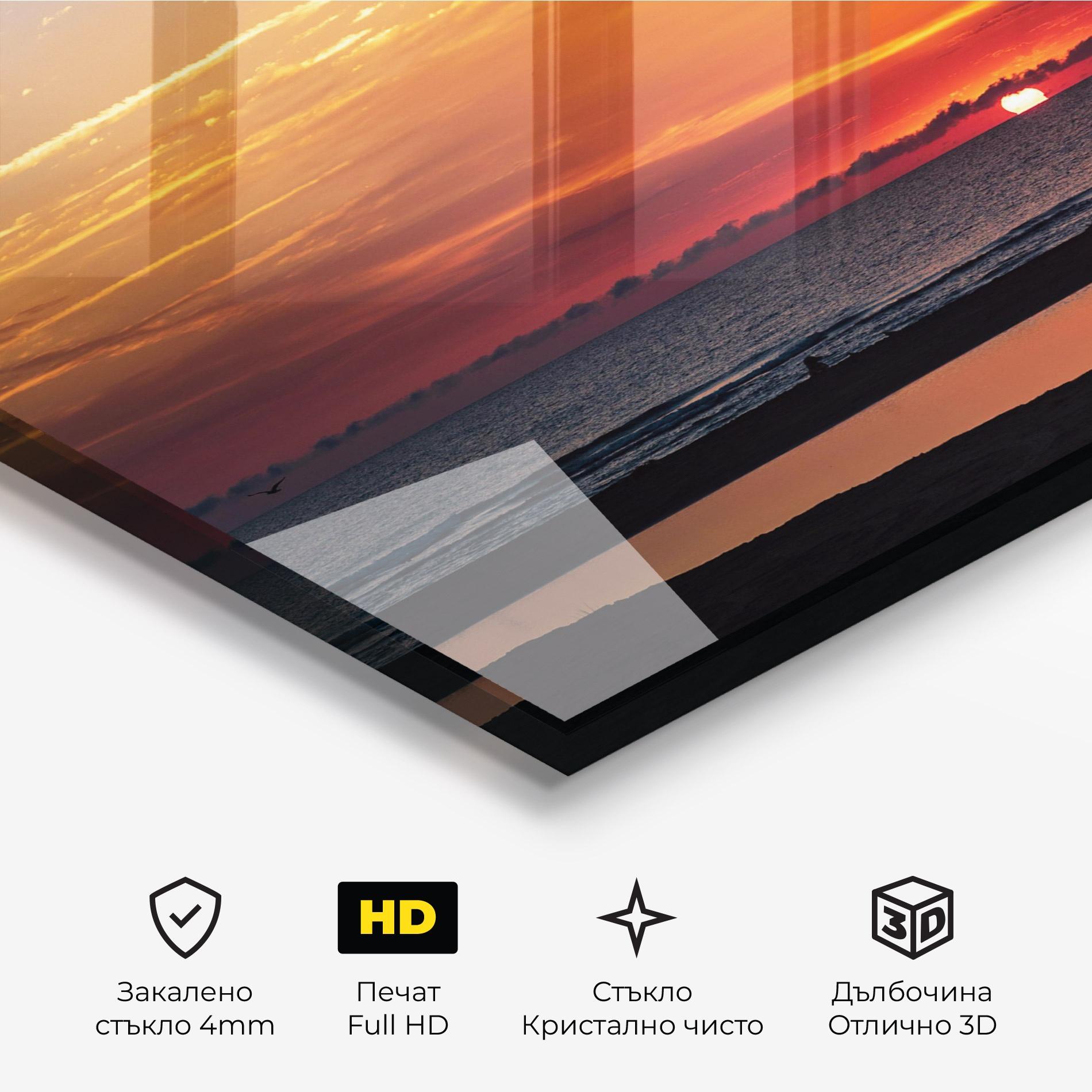 Стъклена картина Colorful Sunrise Sea mockup 3