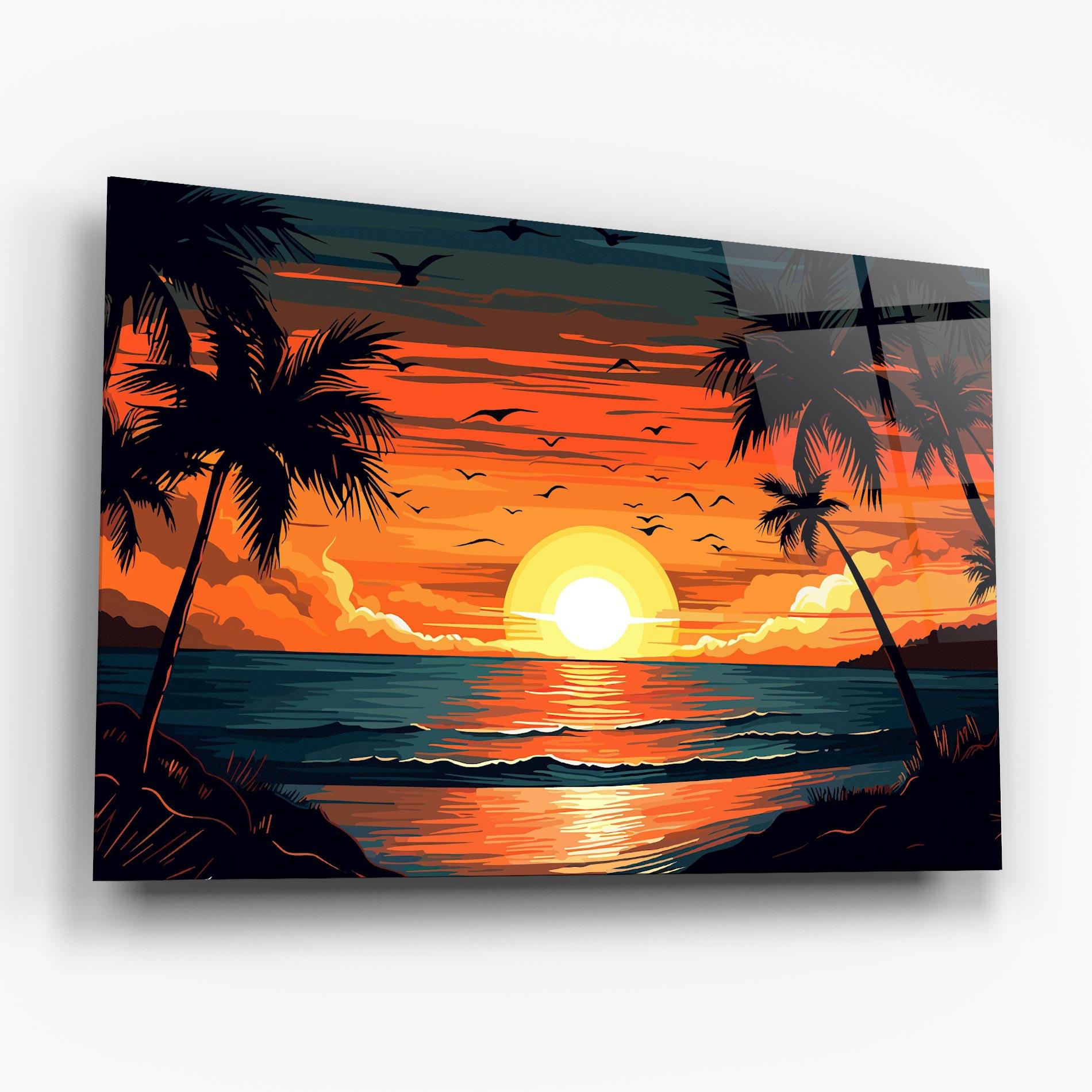 Стъклена картина Amazing Sunset View mockup 6