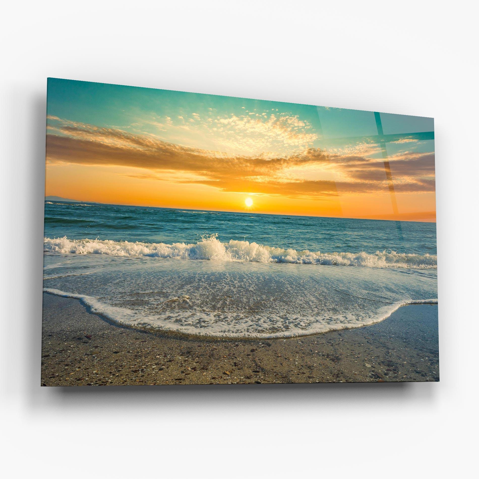 Стъклена картина Beach Dramatic Sunset mockup 6