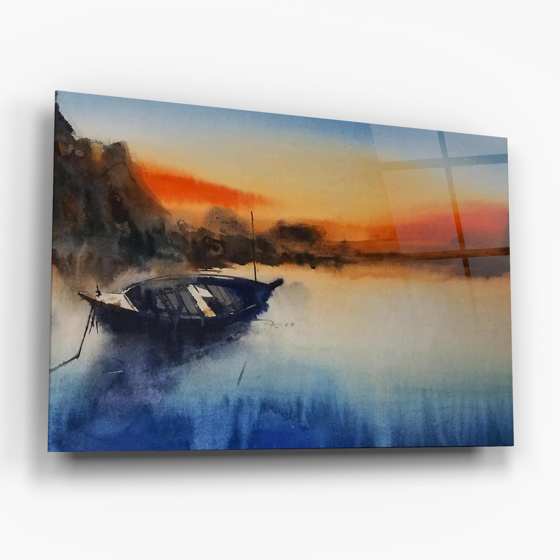Стъклена картина Boat Sunset mockup 6