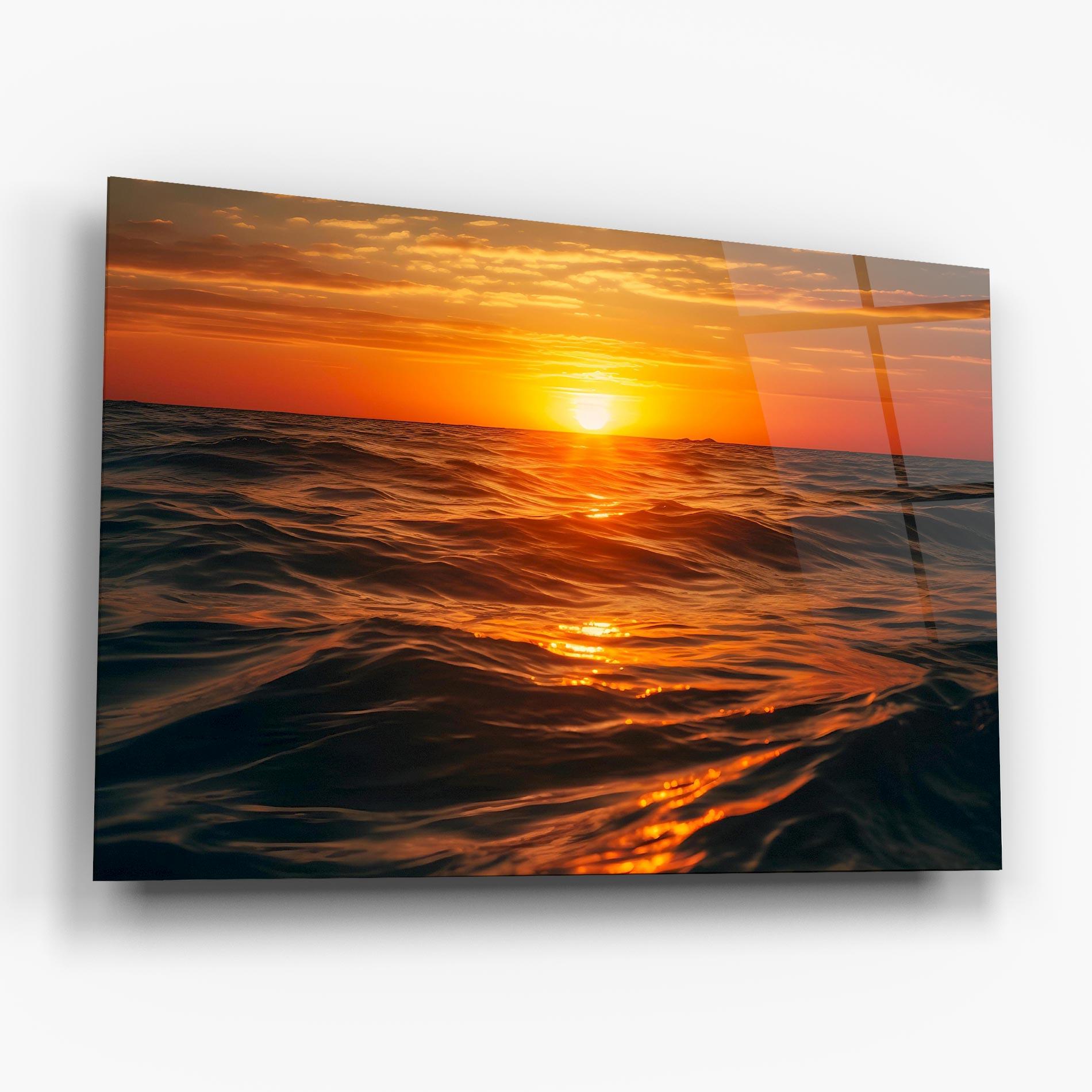 Стъклена картина Waves During Sunset mockup 6