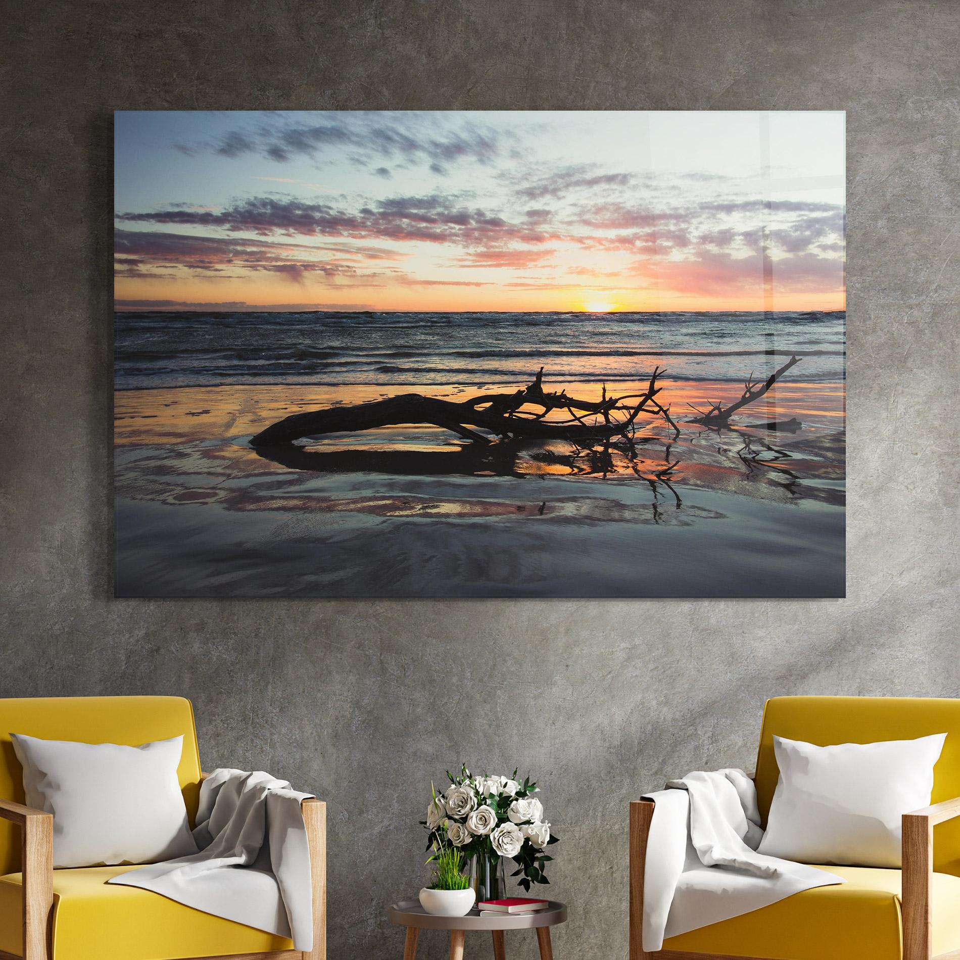 Стъклена картина Sunset Water Branches mockup 4