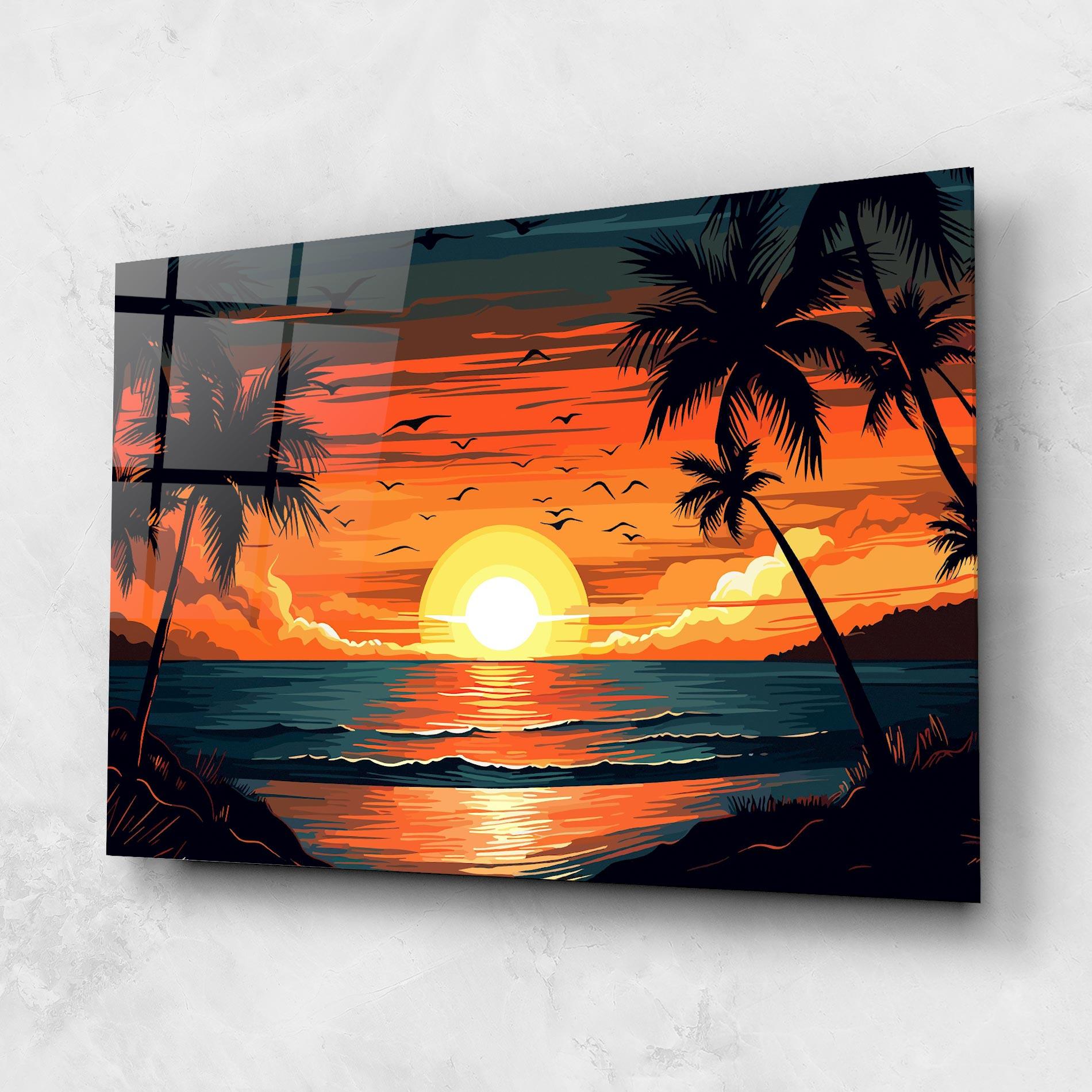 Стъклена картина Amazing Sunset View mockup 1