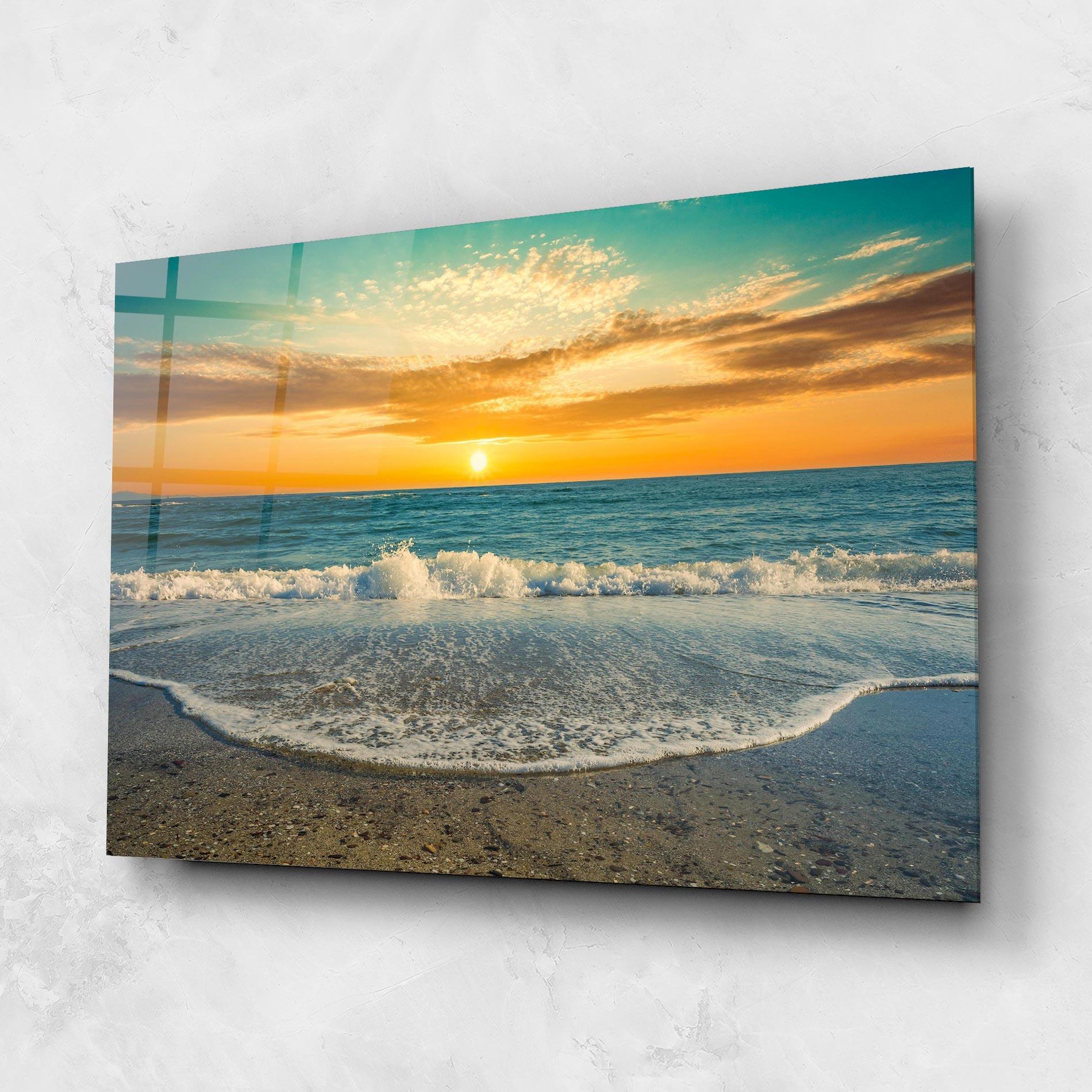 Стъклена картина Beach Dramatic Sunset mockup 1
