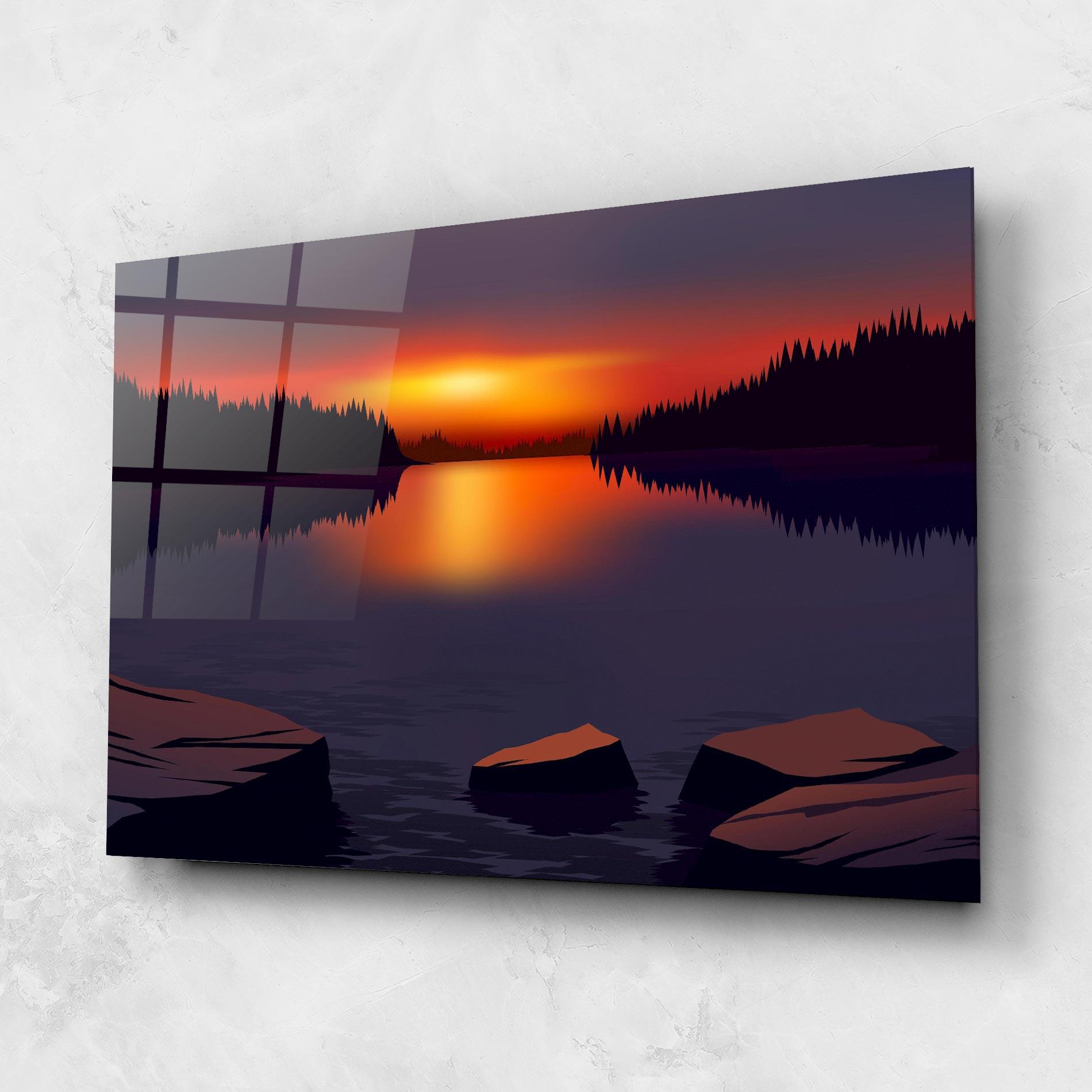 Стъклена картина Calm Sunset mockup 1