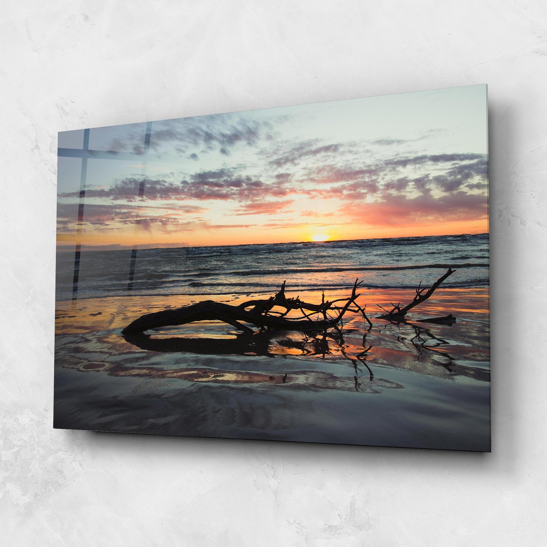 Стъклена картина Sunset Water Branches mockup 1
