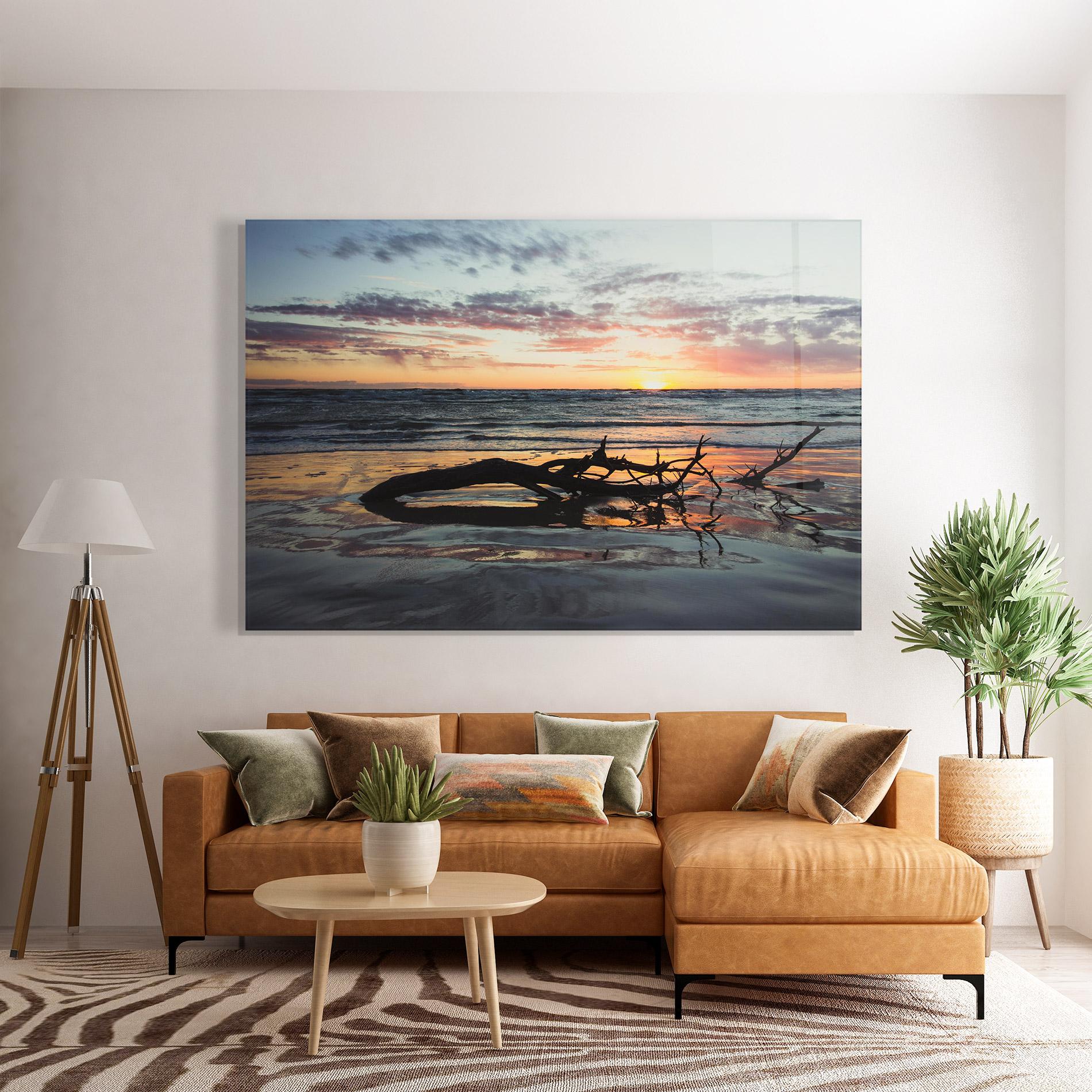 Стъклена картина Sunset Water Branches mockup 7