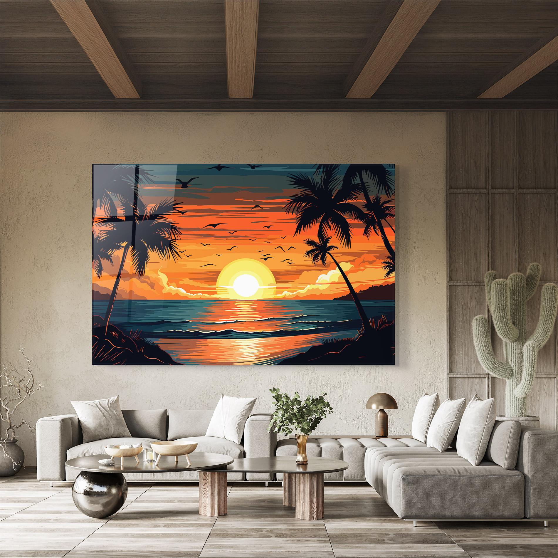 Стъклена картина Amazing Sunset View mockup 8