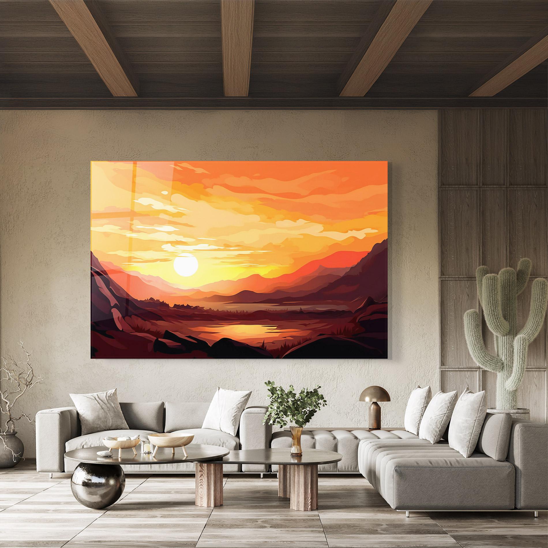 Стъклена картина Beautiful Sunset Illustration mockup 8