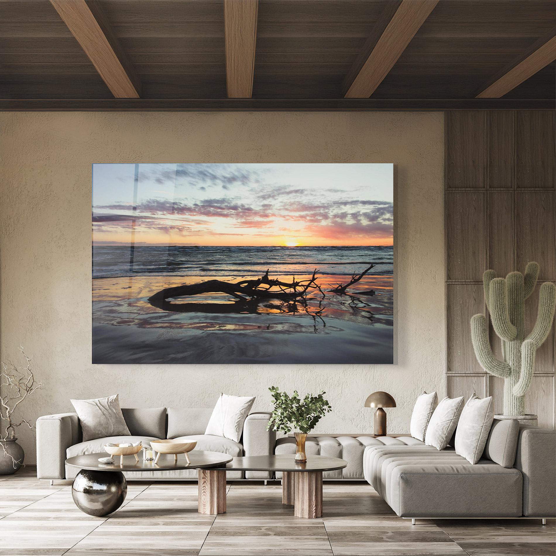 Стъклена картина Sunset Water Branches mockup 8