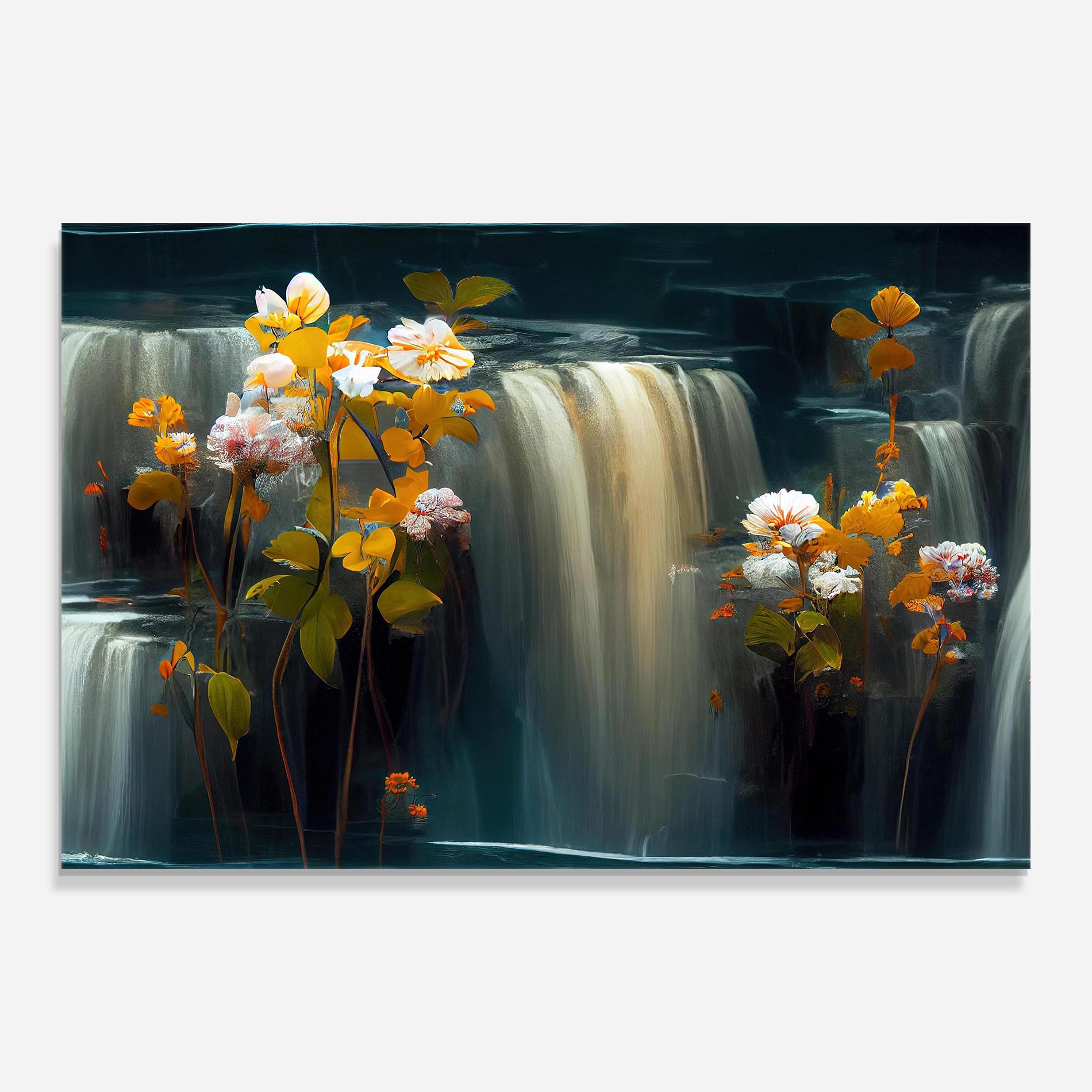 Стъклена картина Flowers Waterfall mockup 0