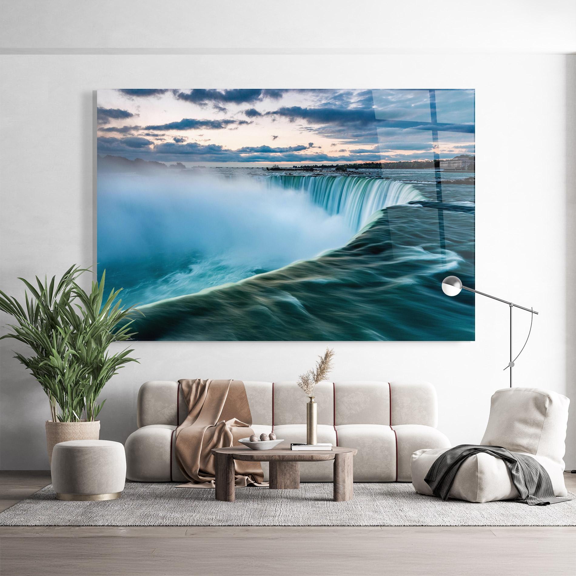 Стъклена картина Dreamy Blue Waterfall mockup 9