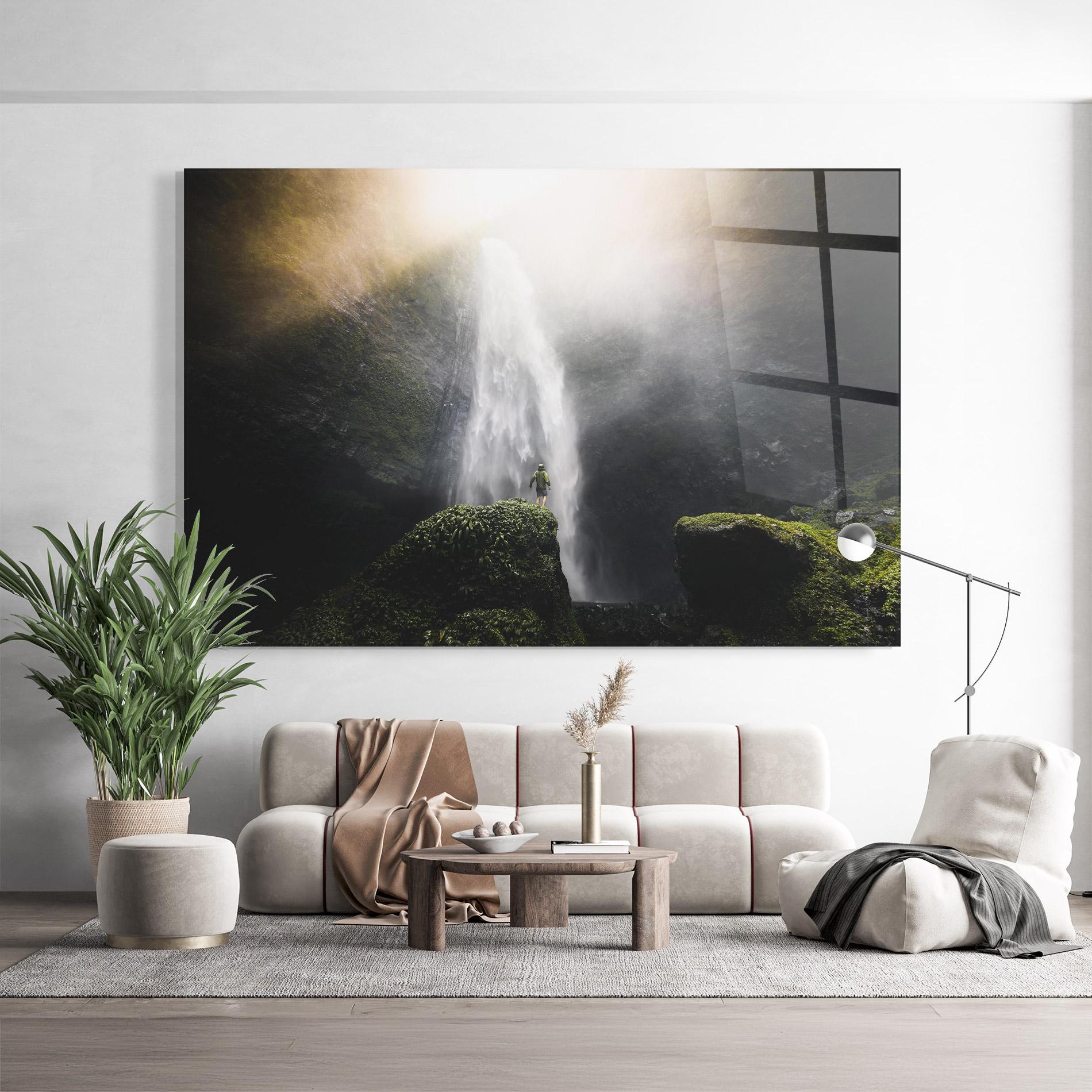 Стъклена картина Green Man Waterfall mockup 9