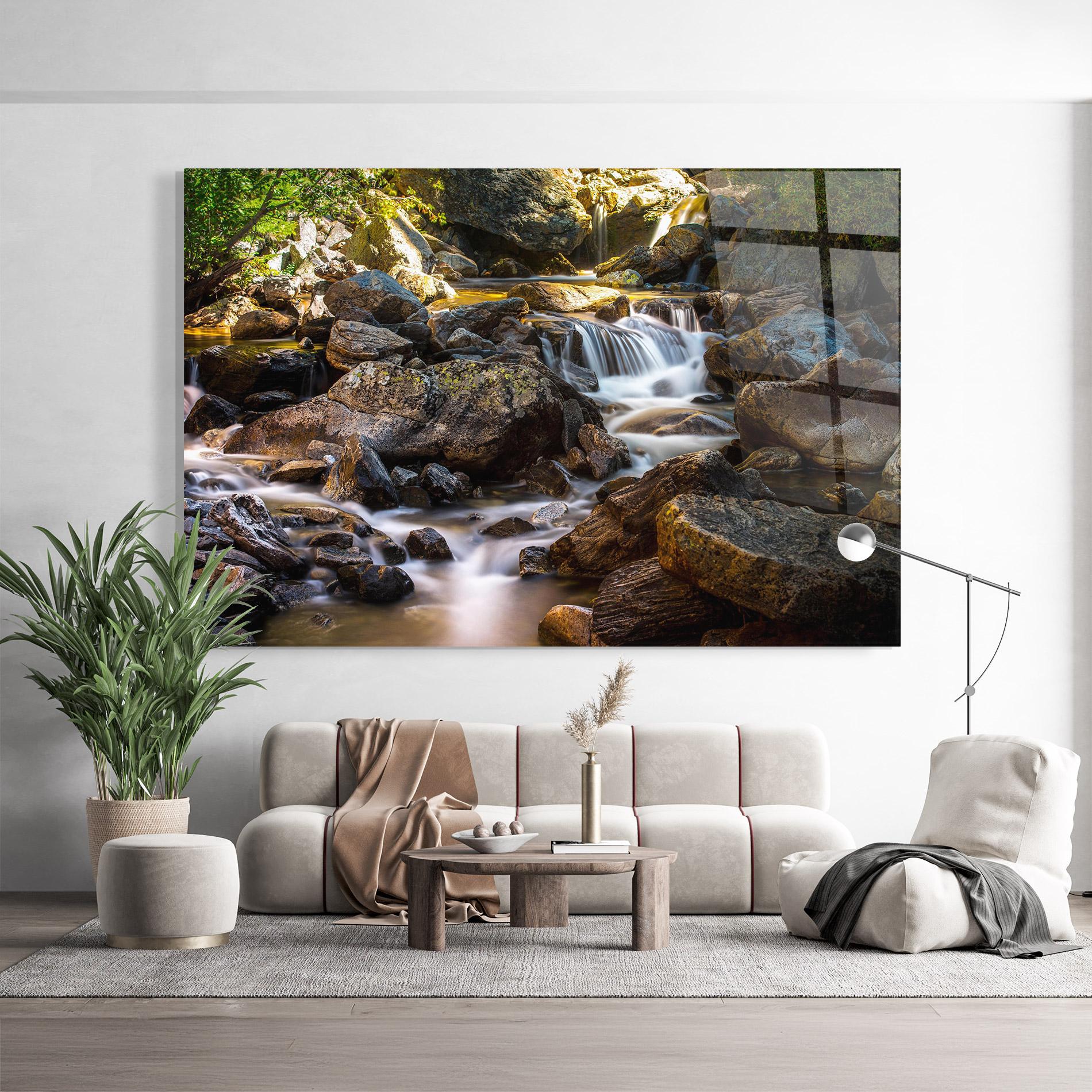 Стъклена картина Nature Rocks Waterfall mockup 9