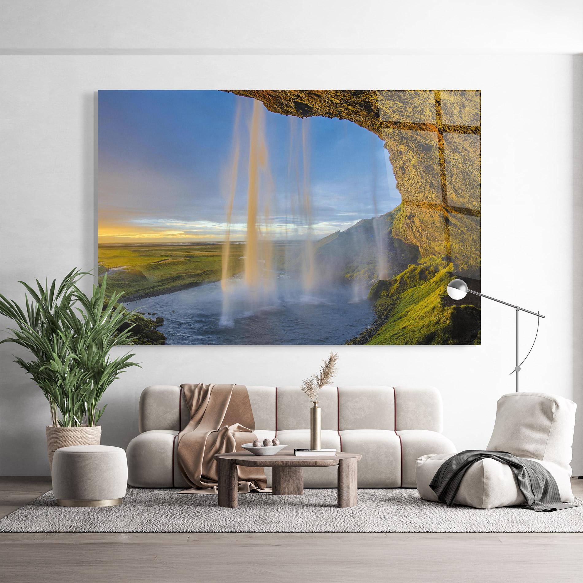 Стъклена картина Orange Waterfall mockup 9