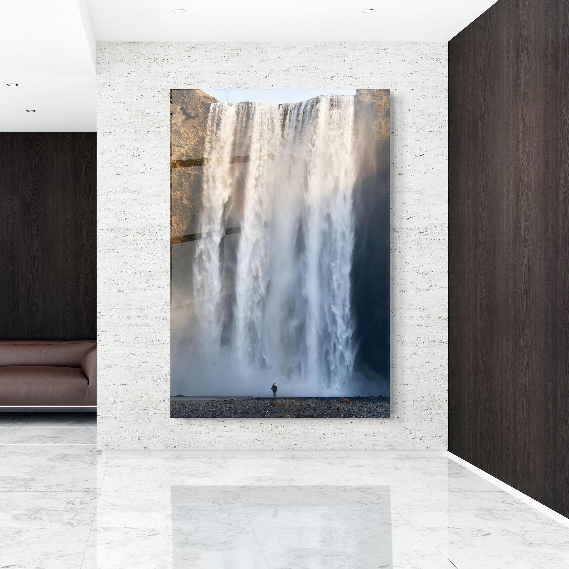 Стъклена картина Small Man Waterfall mockup 9