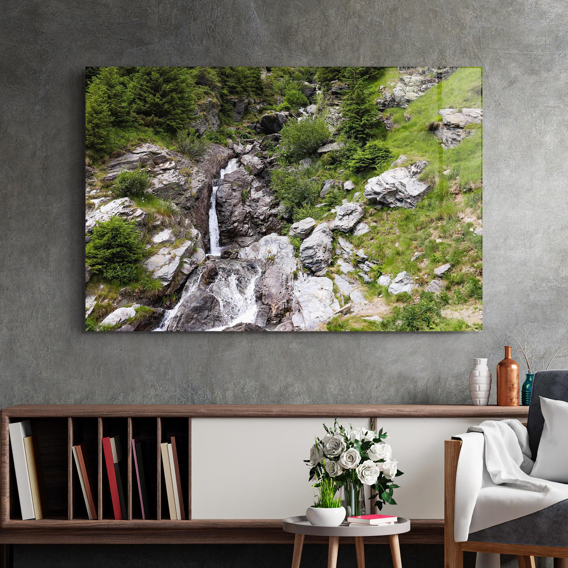 Стъклена картина Small Waterfall mockup 2