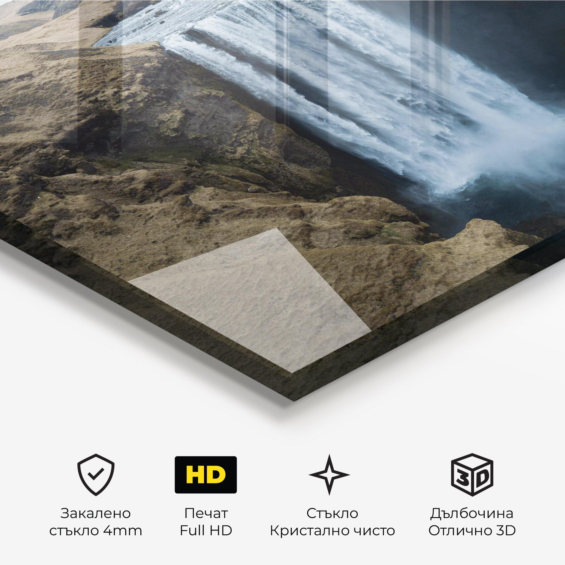 Стъклена картина Desert Vibe Waterfall mockup 3