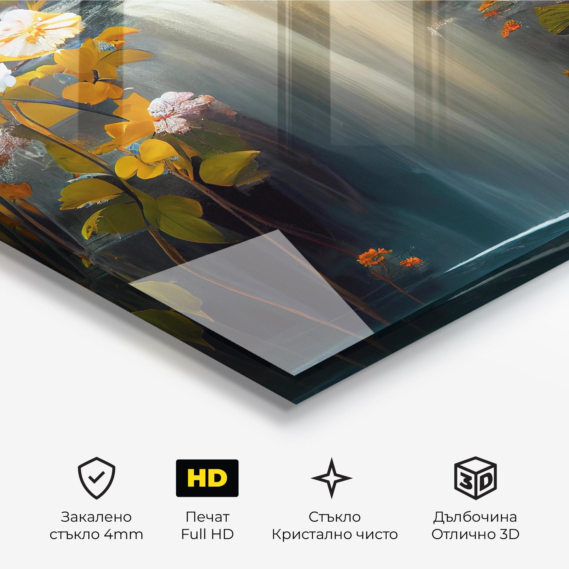 Стъклена картина Flowers Waterfall mockup 3